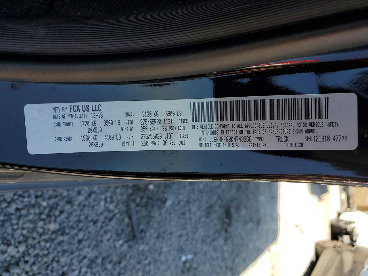 2019 Ram 1500 Big Horn Black vin: 1C6RRFFG0KN743968