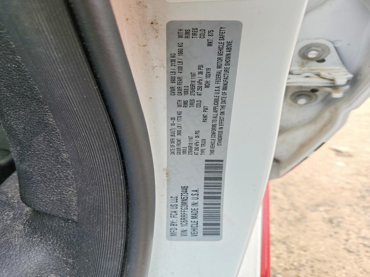 2021 Ram 1500 Big Horn White vin: 1C6RRFFG3MN573446