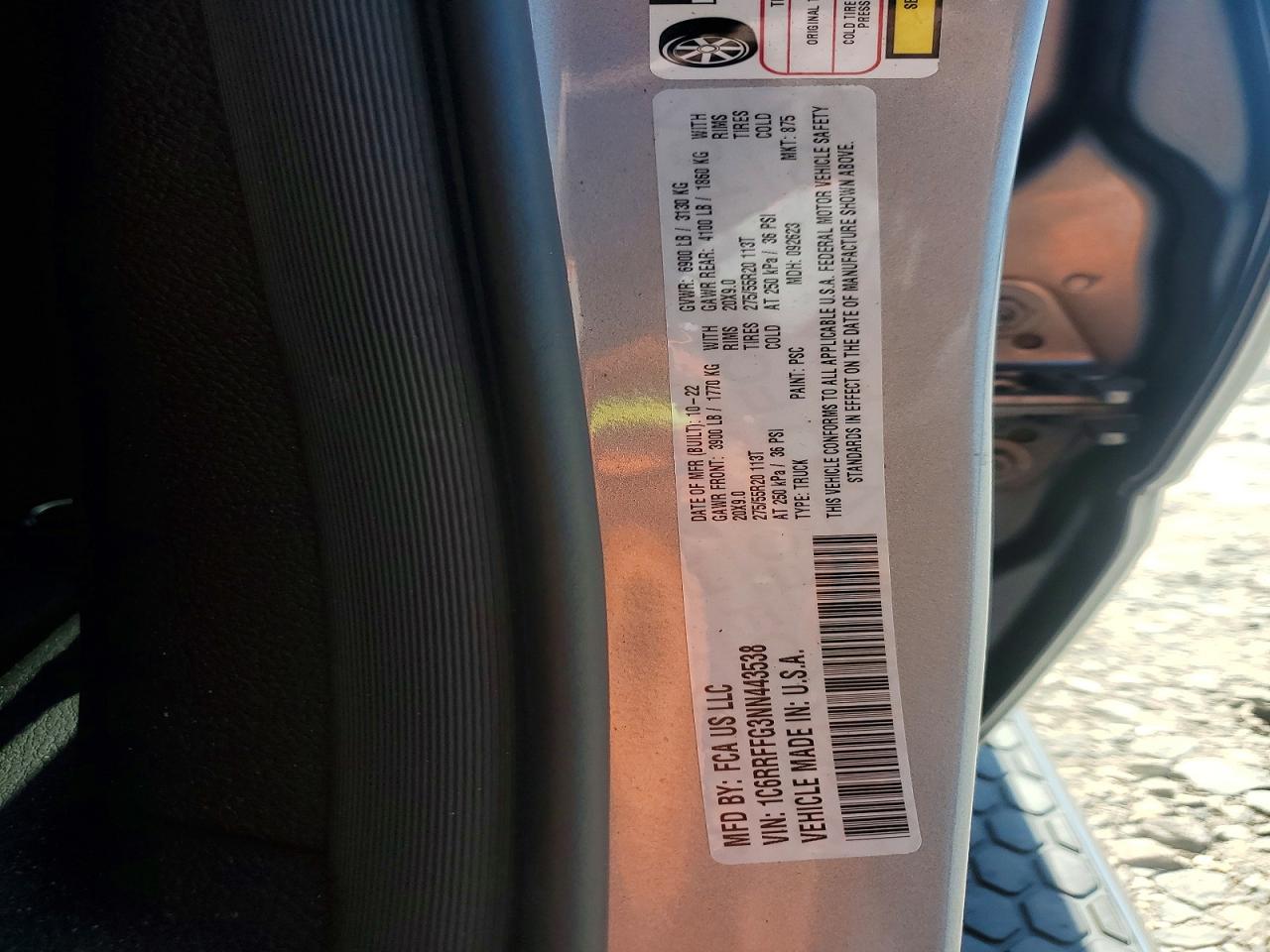 2022 Ram 1500 Big Horn Silver vin: 1C6RRFFG3NN443538