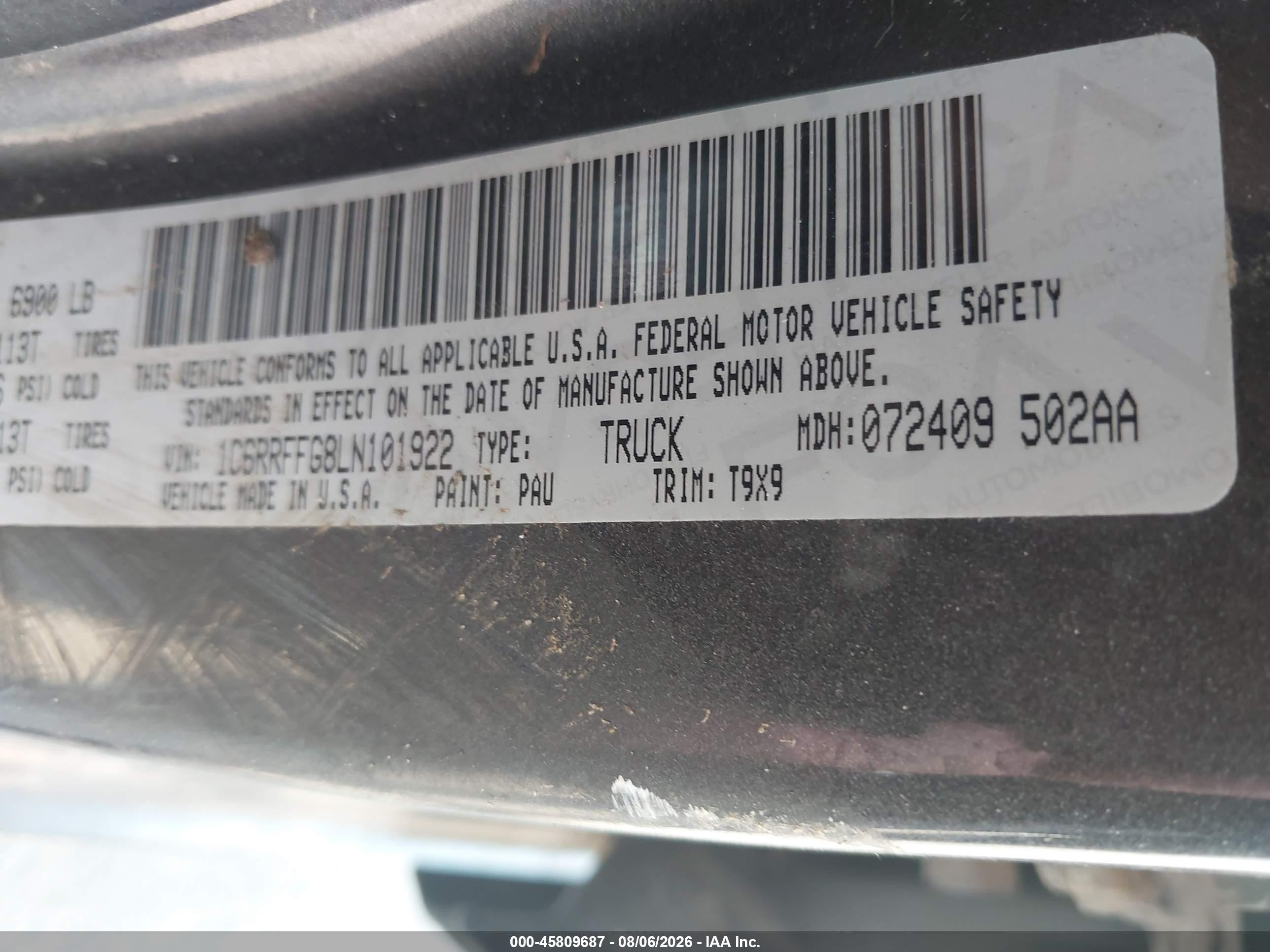 2020 Ram 1500 Big Horn  4x4 5'7 Box Gray vin: 1C6RRFFG8LN101922