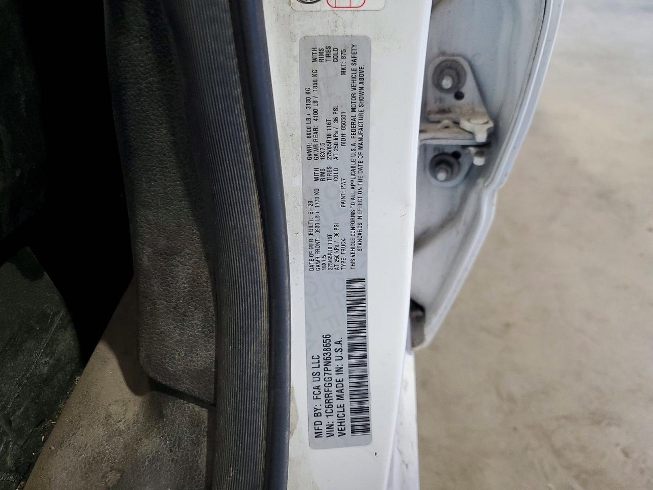 2023 Ram 1500 Tradesman White vin: 1C6RRFGG7PN638656