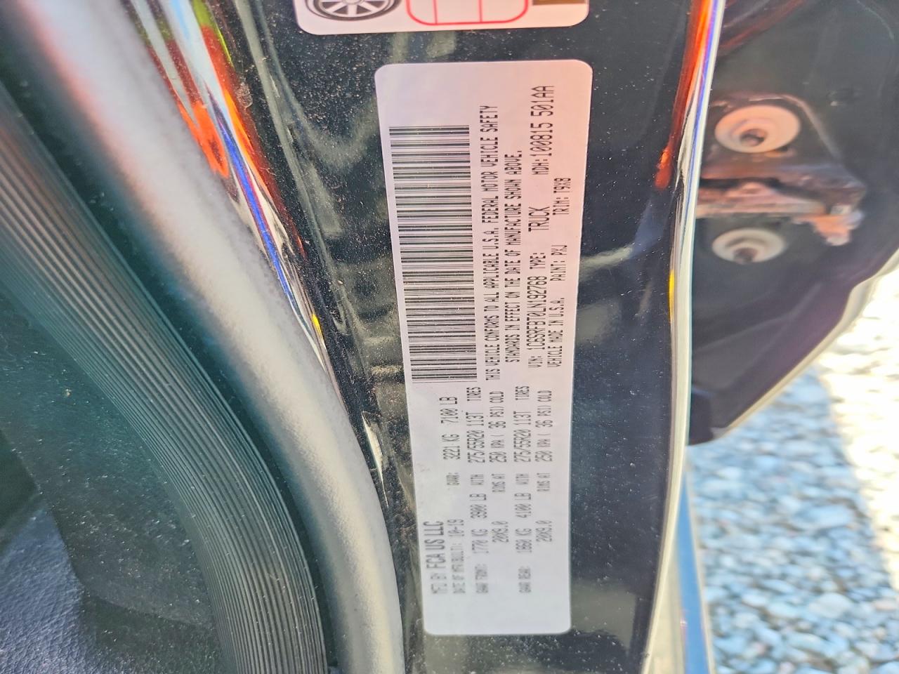2020 Ram 1500 Big Horn Black vin: 1C6SRFBT0LN192768