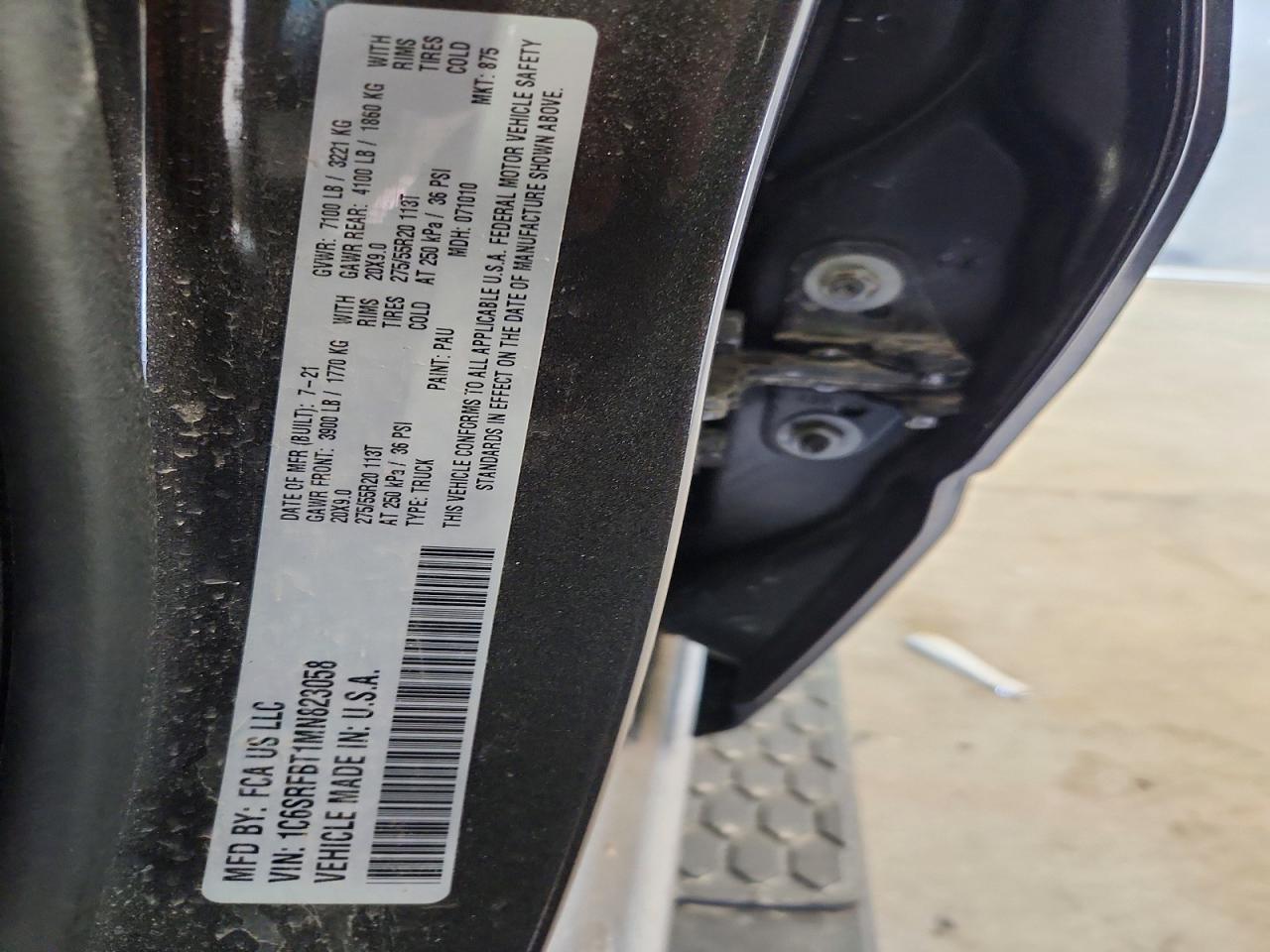 2021 Ram 1500 Big Horn/lone Star Gray vin: 1C6SRFBT1MN823058
