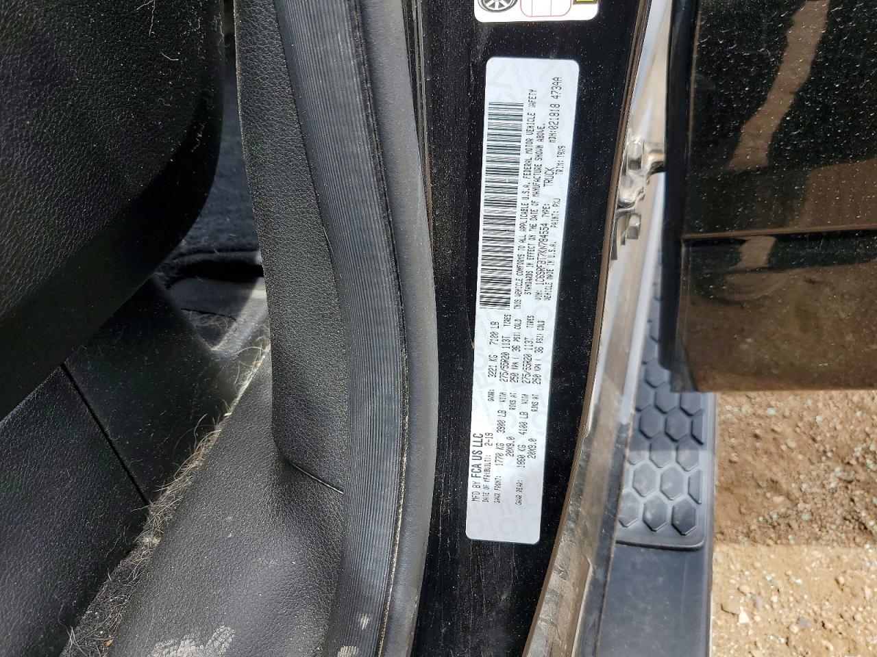 2019 Ram 1500 Big Horn Black vin: 1C6SRFBT7KN784554