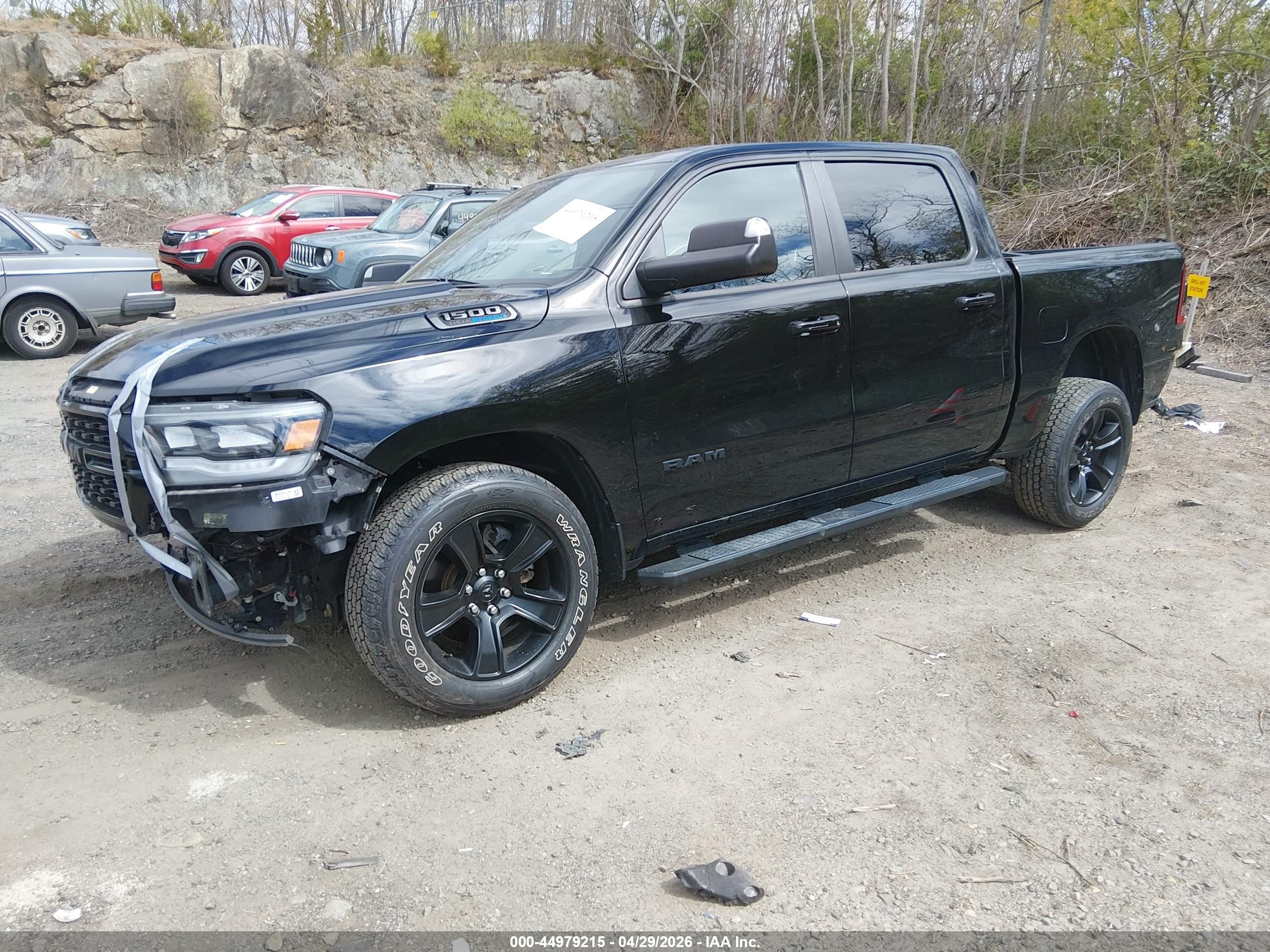 2022 Ram 1500 Big Horn  4x4 5'7 Box Black vin: 1C6SRFFT4NN172052