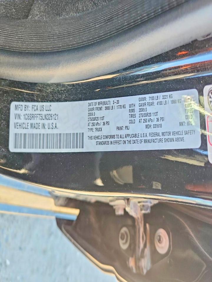 2020 Ram 1500 Big Horn Black vin: 1C6SRFFT5LN326121