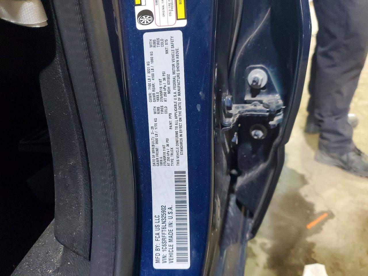 2020 Ram 1500 Big Horn Blue vin: 1C6SRFFT6LN325902