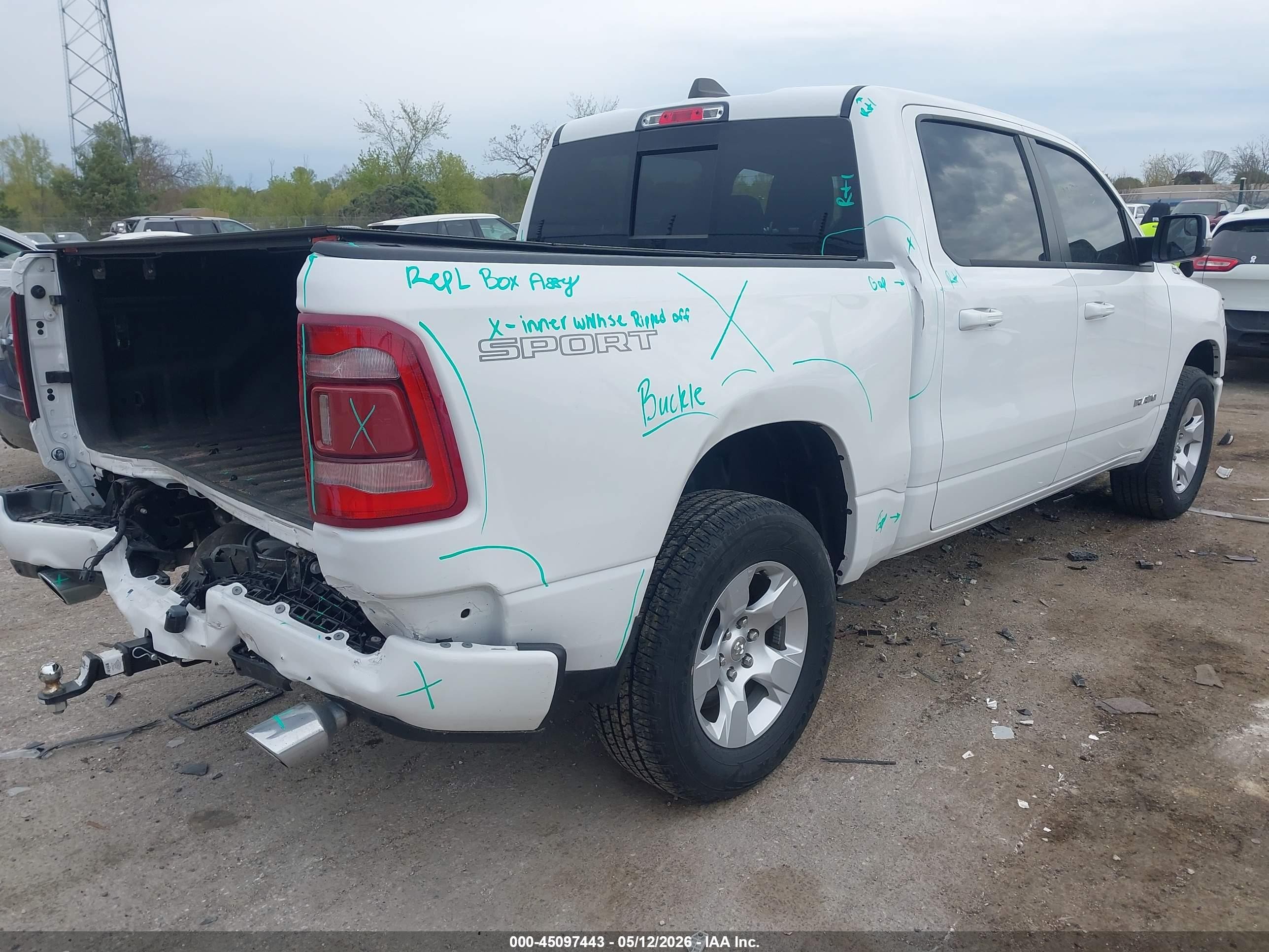 2023 Ram 1500 Big Horn  4x4 5'7 Box White vin: 1C6SRFFT6PN555364