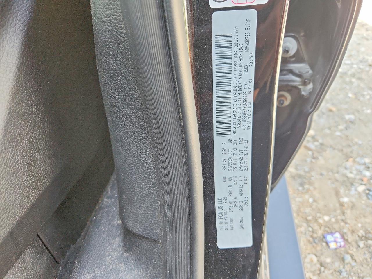 2020 Ram 1500 Big Horn/lone Star Black vin: 1C6SRFFTXLN307676