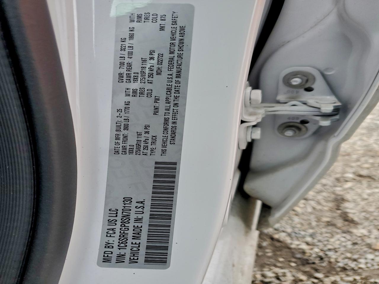 2025 Ram 1500 Tradesman White vin: 1C6SRFGP8SN701130