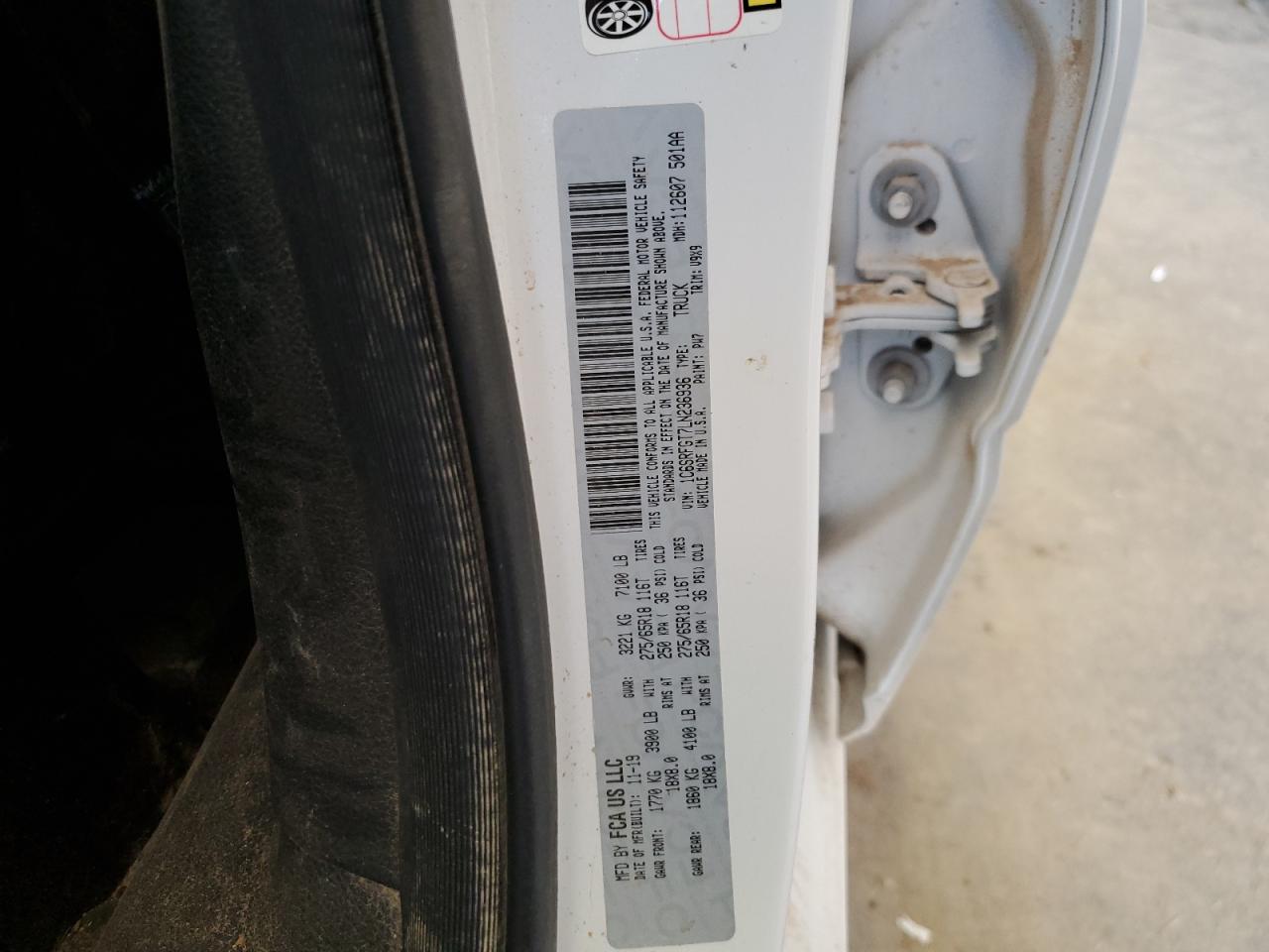 2020 Ram 1500 Tradesman White vin: 1C6SRFGT7LN236936