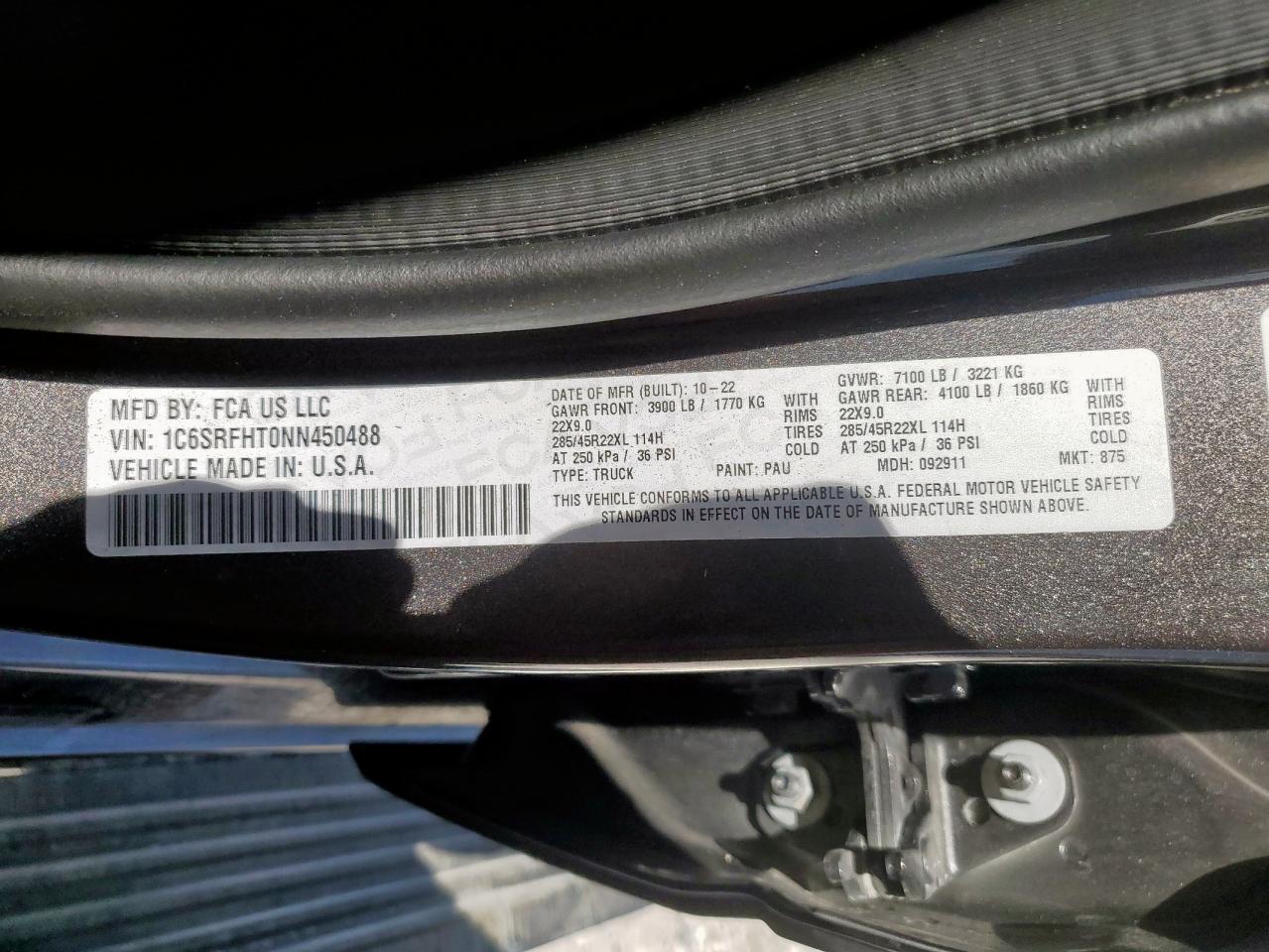 2022 Ram 1500 Limited Gray vin: 1C6SRFHT0NN450488