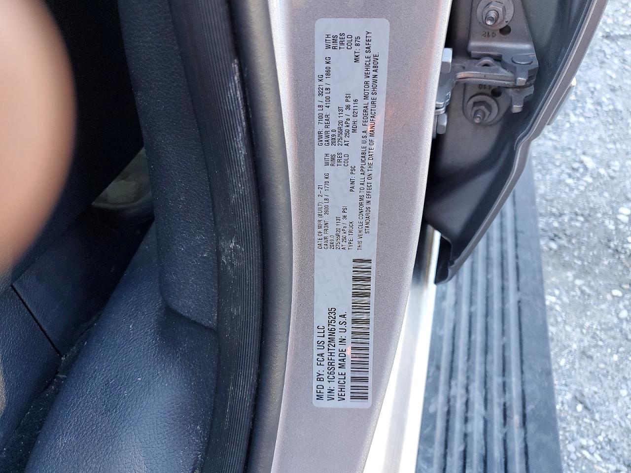 2021 Ram 1500 Limited Серый vin: 1C6SRFHT2MN675235