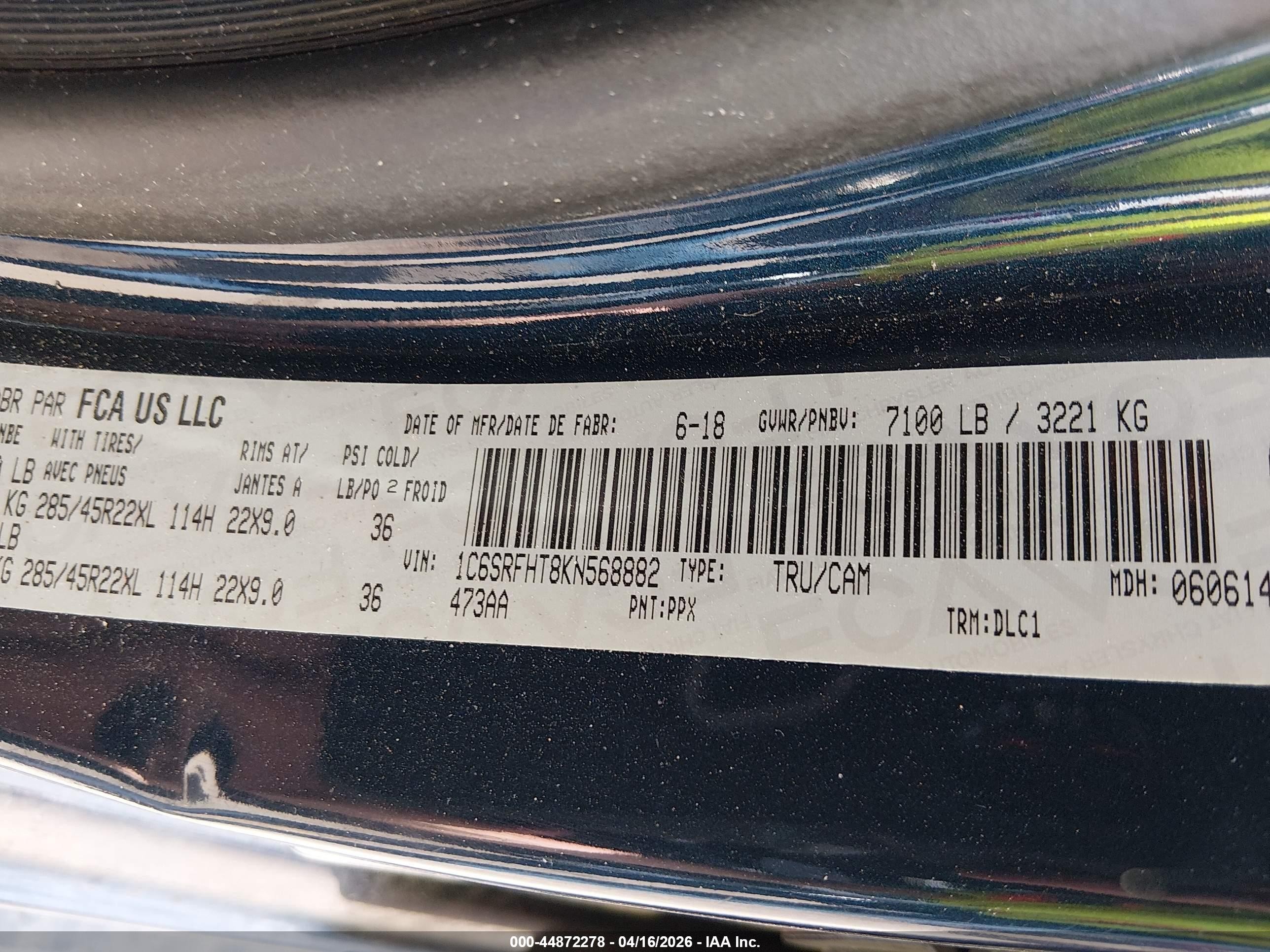 2019 Ram 1500 Limited Blue vin: 1C6SRFHT8KN568882