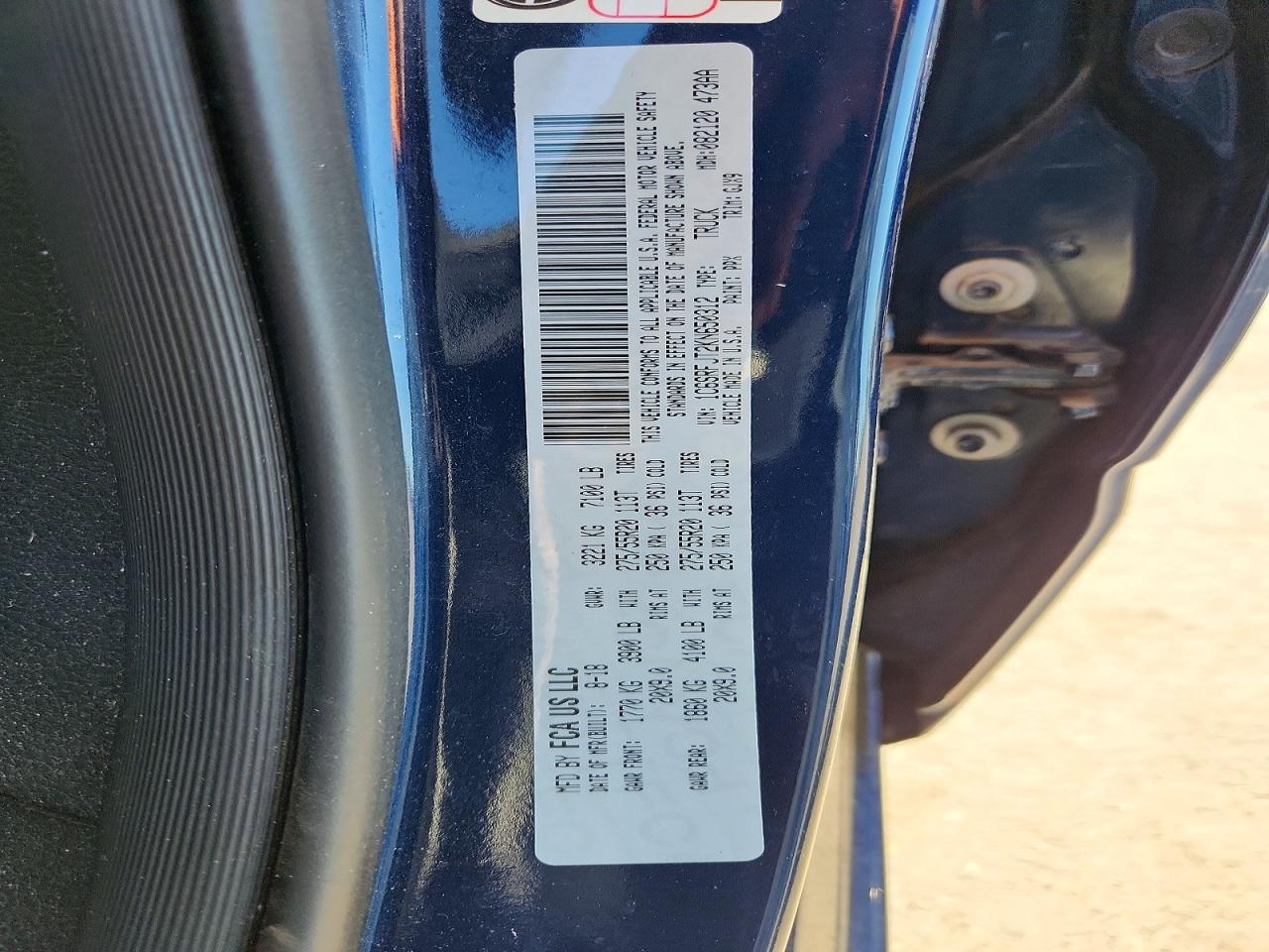 2019 Ram 1500 Laramie Blue vin: 1C6SRFJT2KN650312
