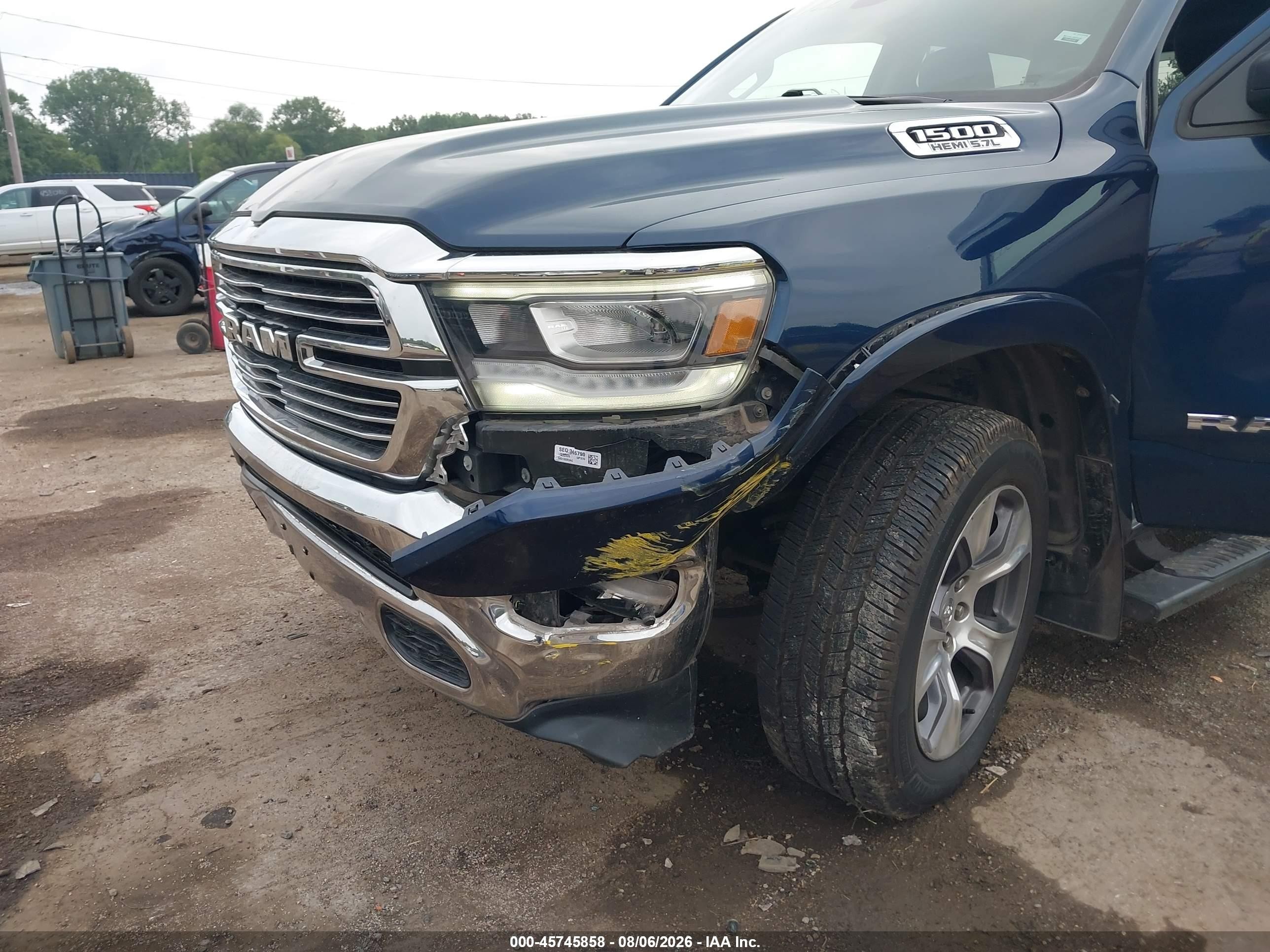 2020 Ram 1500 Laramie  4x4 5'7 Box Dark Blue vin: 1C6SRFJT5LN222476