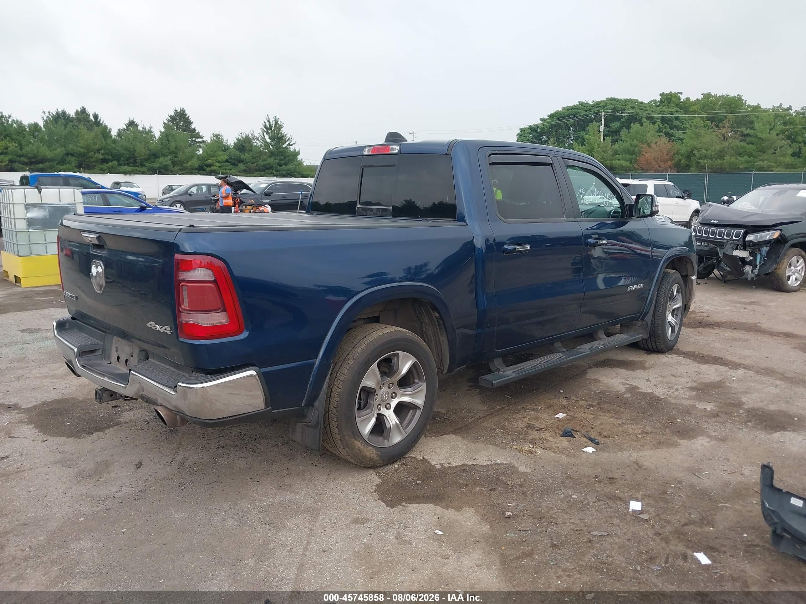 2020 Ram 1500 Laramie  4x4 5'7 Box Dark Blue vin: 1C6SRFJT5LN222476