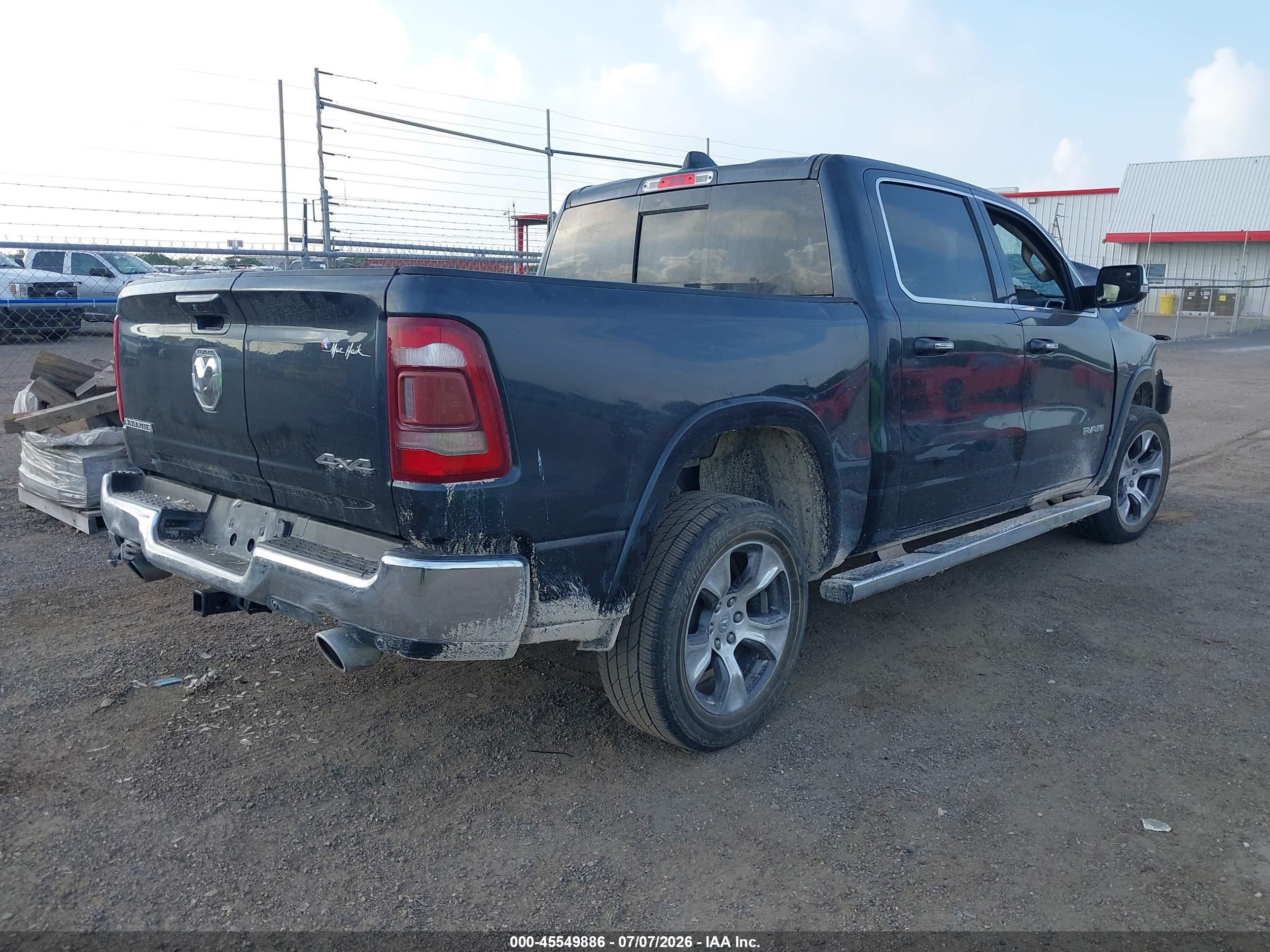 2020 Ram 1500 Laramie  4x4 5'7 Box Blue vin: 1C6SRFJT6LN325650