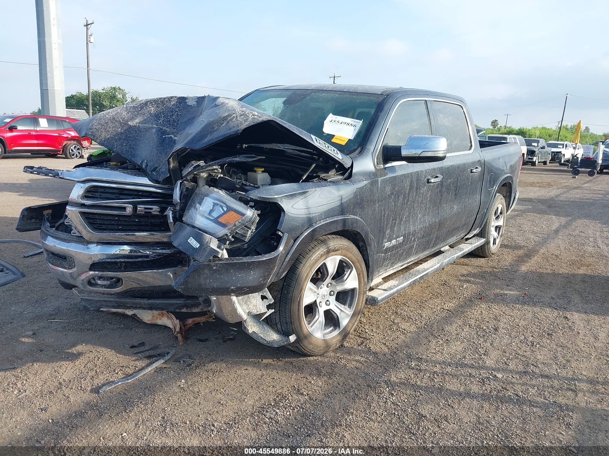 2020 Ram 1500 Laramie  4x4 5'7 Box Blue vin: 1C6SRFJT6LN325650