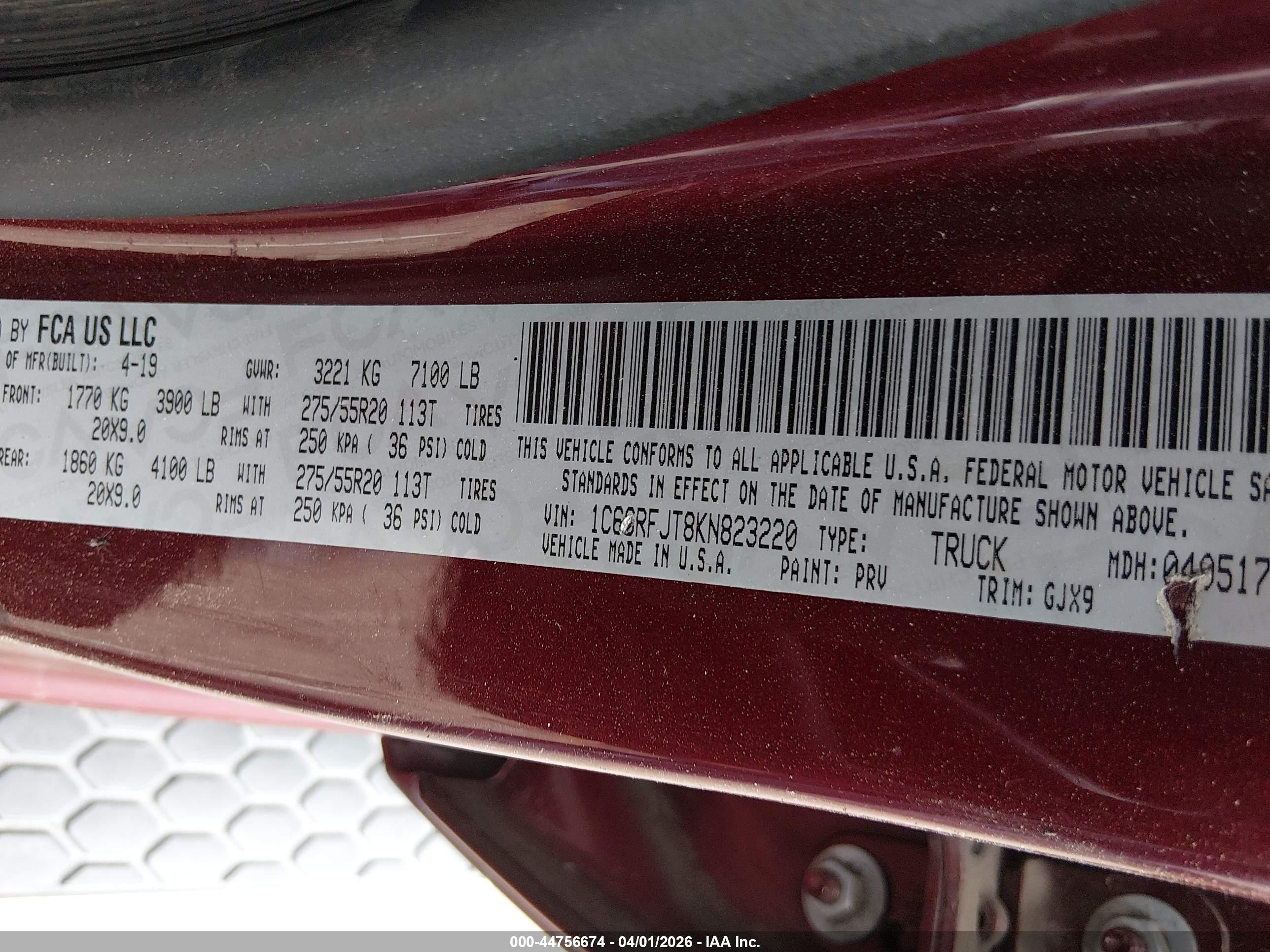 2019 Ram 1500   Maroon vin: 1C6SRFJT8KN823220