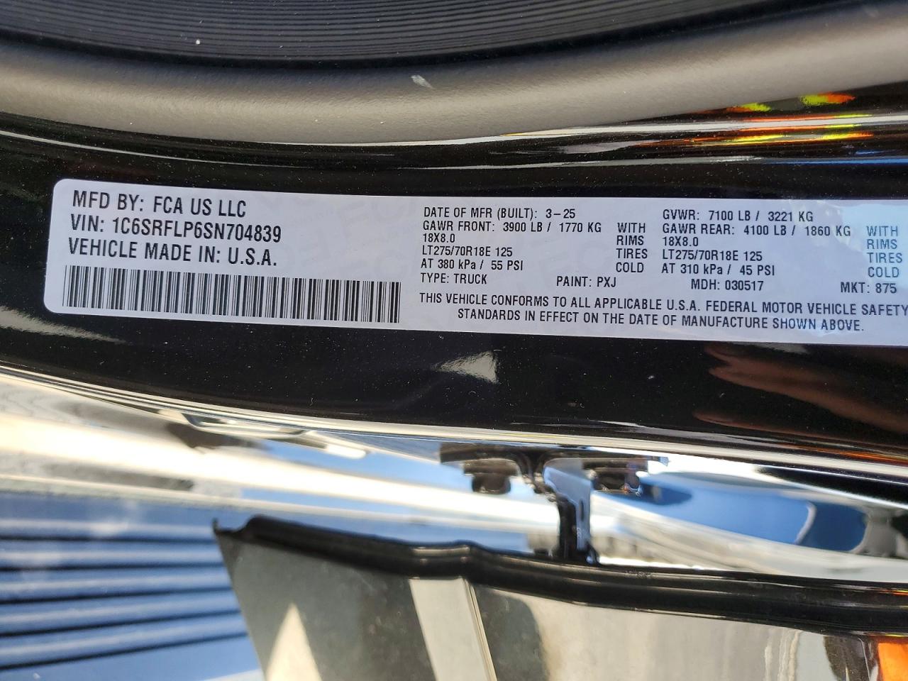 2025 Ram 1500 Rebel Black vin: 1C6SRFLP6SN704839