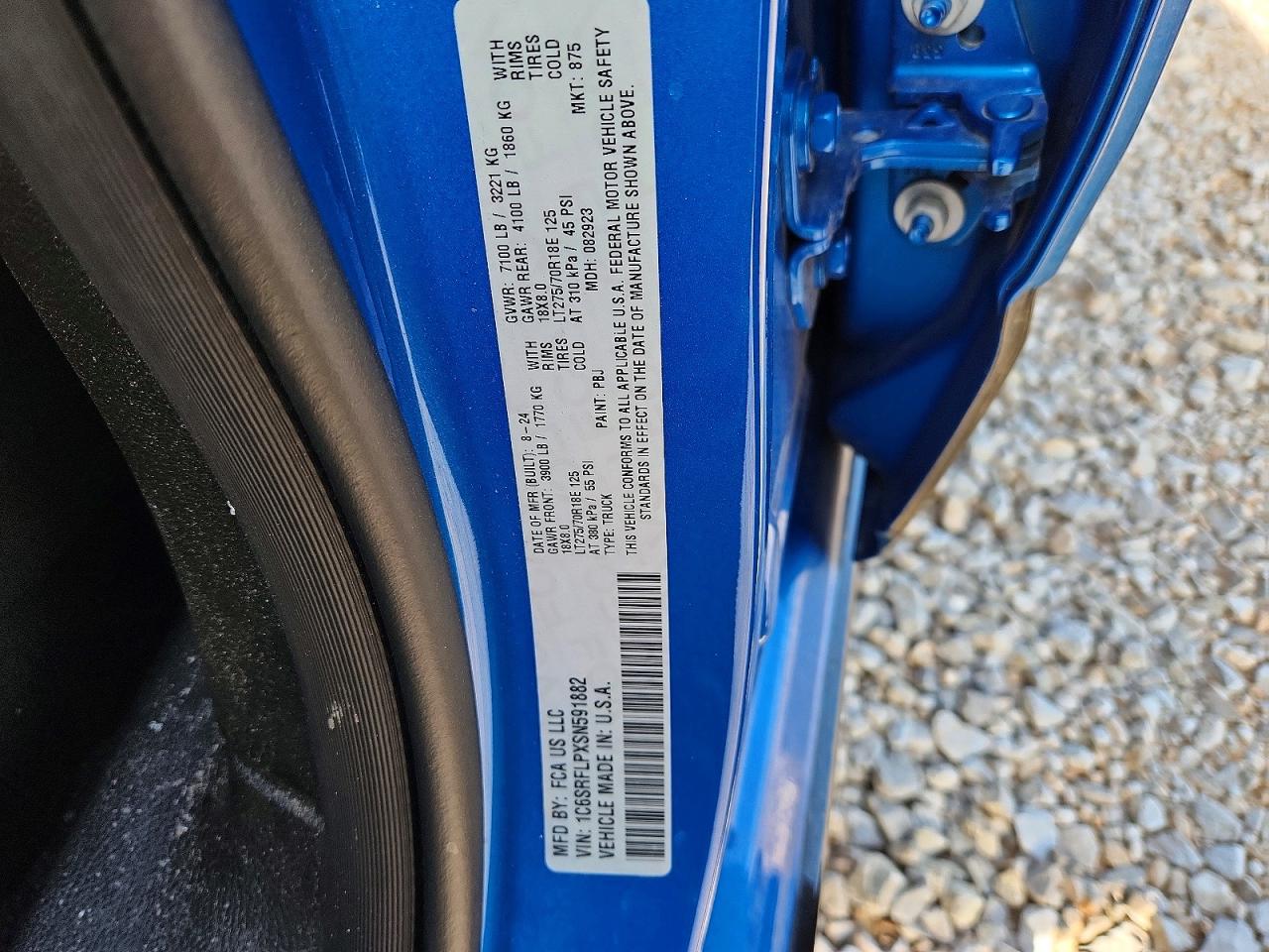 2025 Ram 1500 Rebel Blue vin: 1C6SRFLPXSN591882