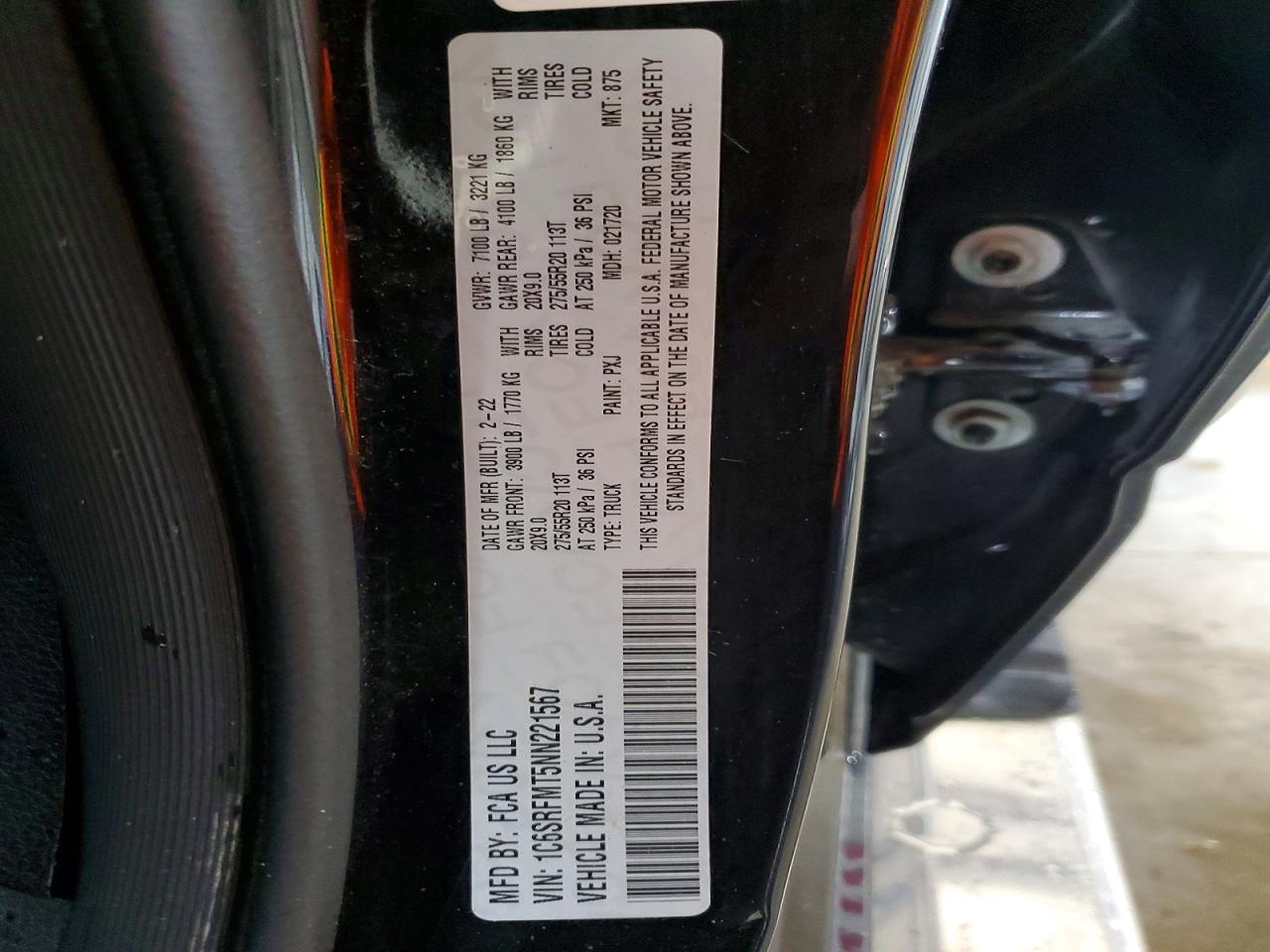 2022 Ram 1500 Big Horn Black vin: 1C6SRFMT5NN221567