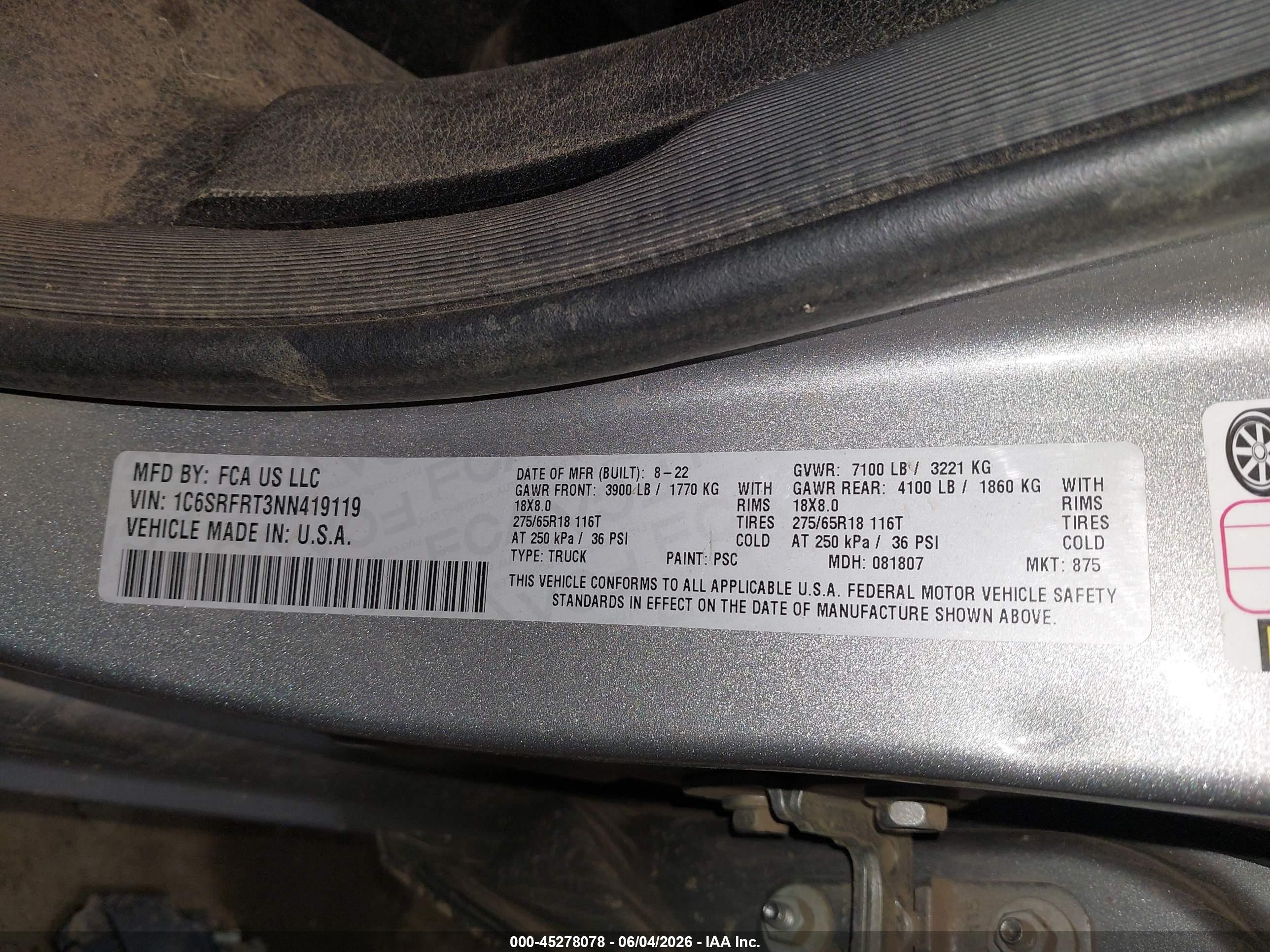 2022 Ram 1500 Silver vin: 1C6SRFRT3NN419119