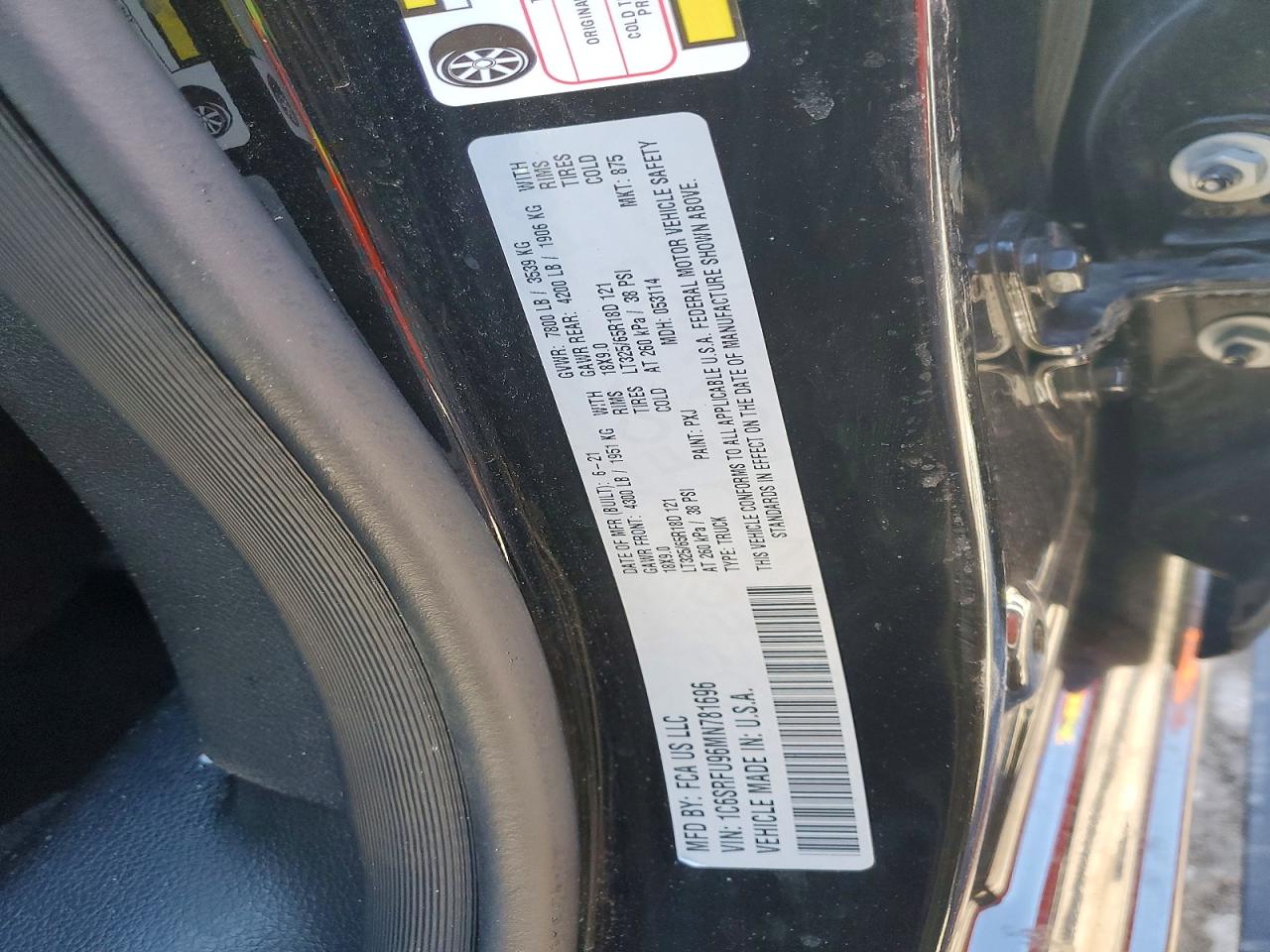 2021 Ram 1500 Trx Black vin: 1C6SRFU96MN781696