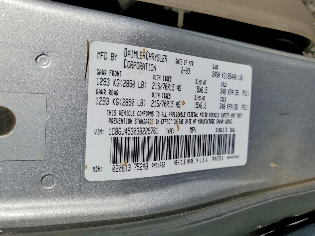 2003 Chrysler Voyager Lx Silver vin: 1C8GJ45303B229761