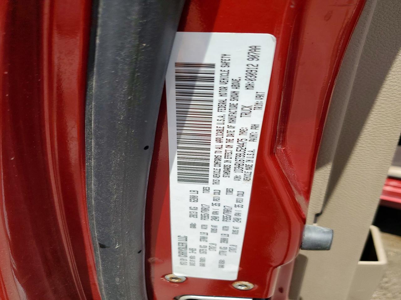 2009 Dodge Ram 1500 Red vin: 1D3HB16T99J524475