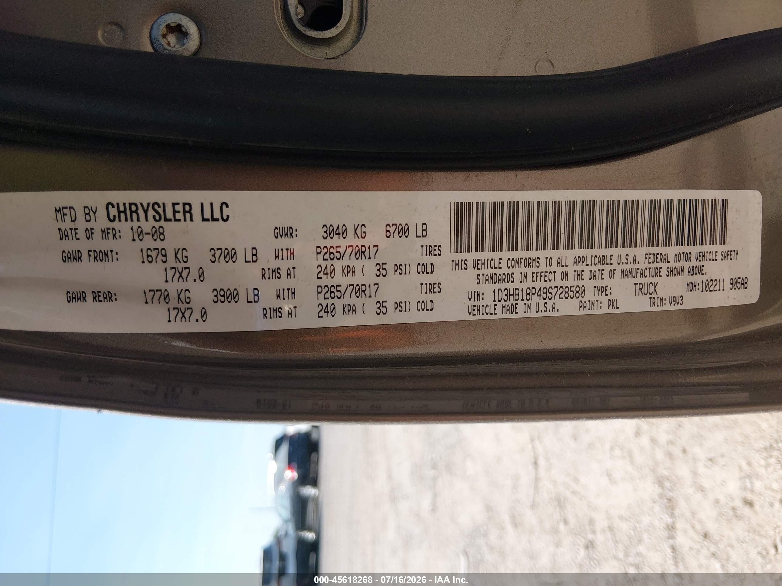 2009 Dodge Ram 1500 Slt/sport/trx Pewter vin: 1D3HB18P49S728580