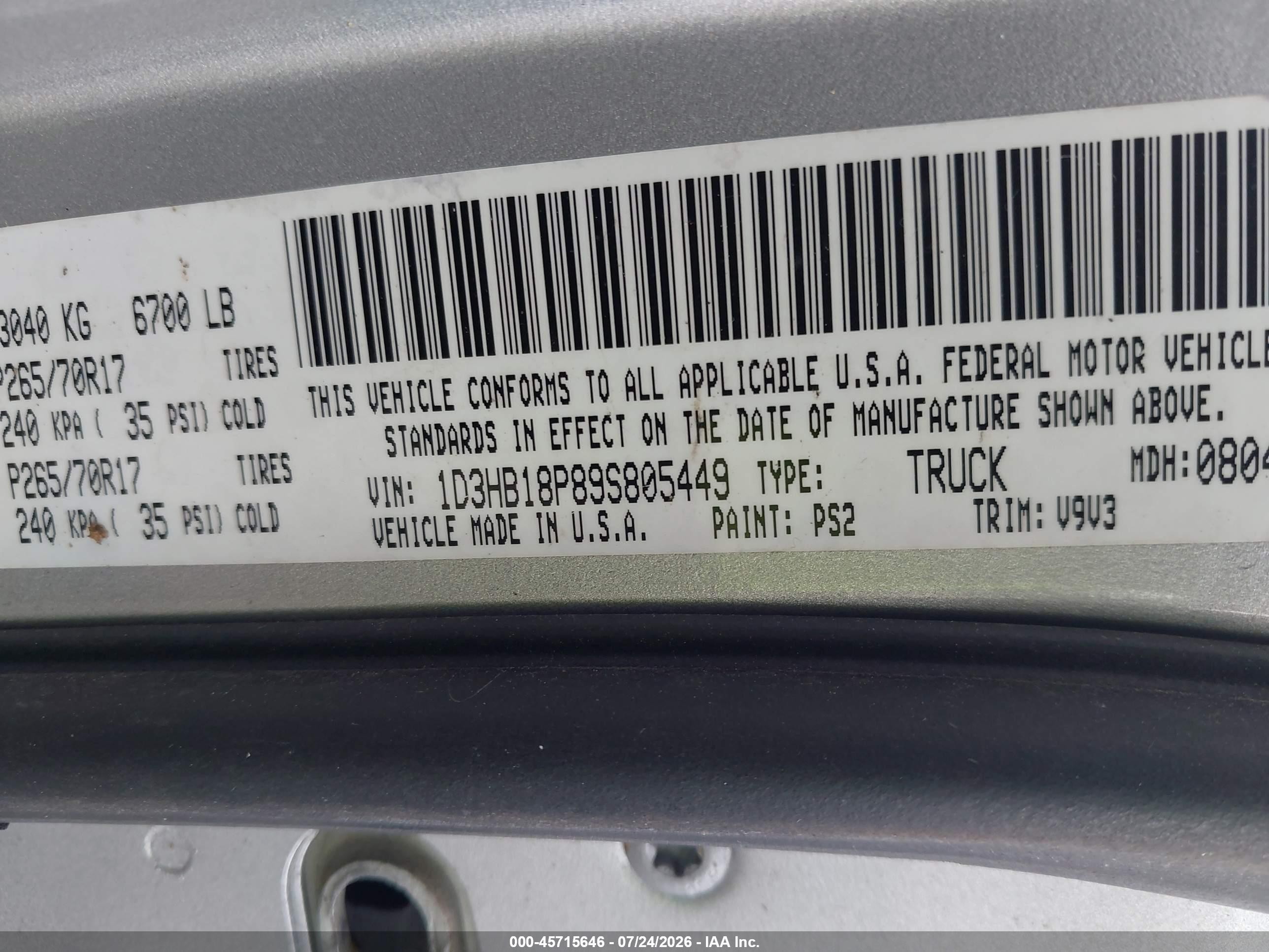 2009 Dodge Ram 1500 St Серебряный vin: 1D3HB18P89S805449
