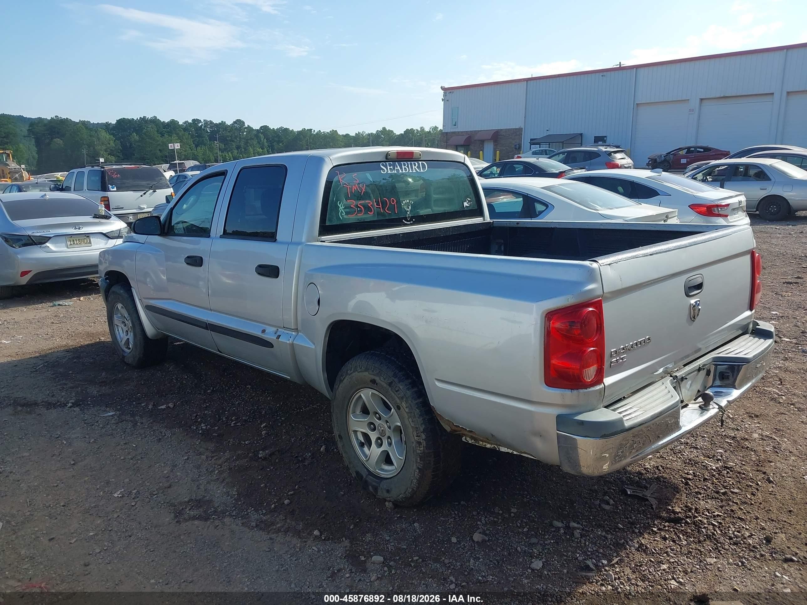 2005 Dodge Dakota Slt Silver vin: 1D3HE48KX5S353429