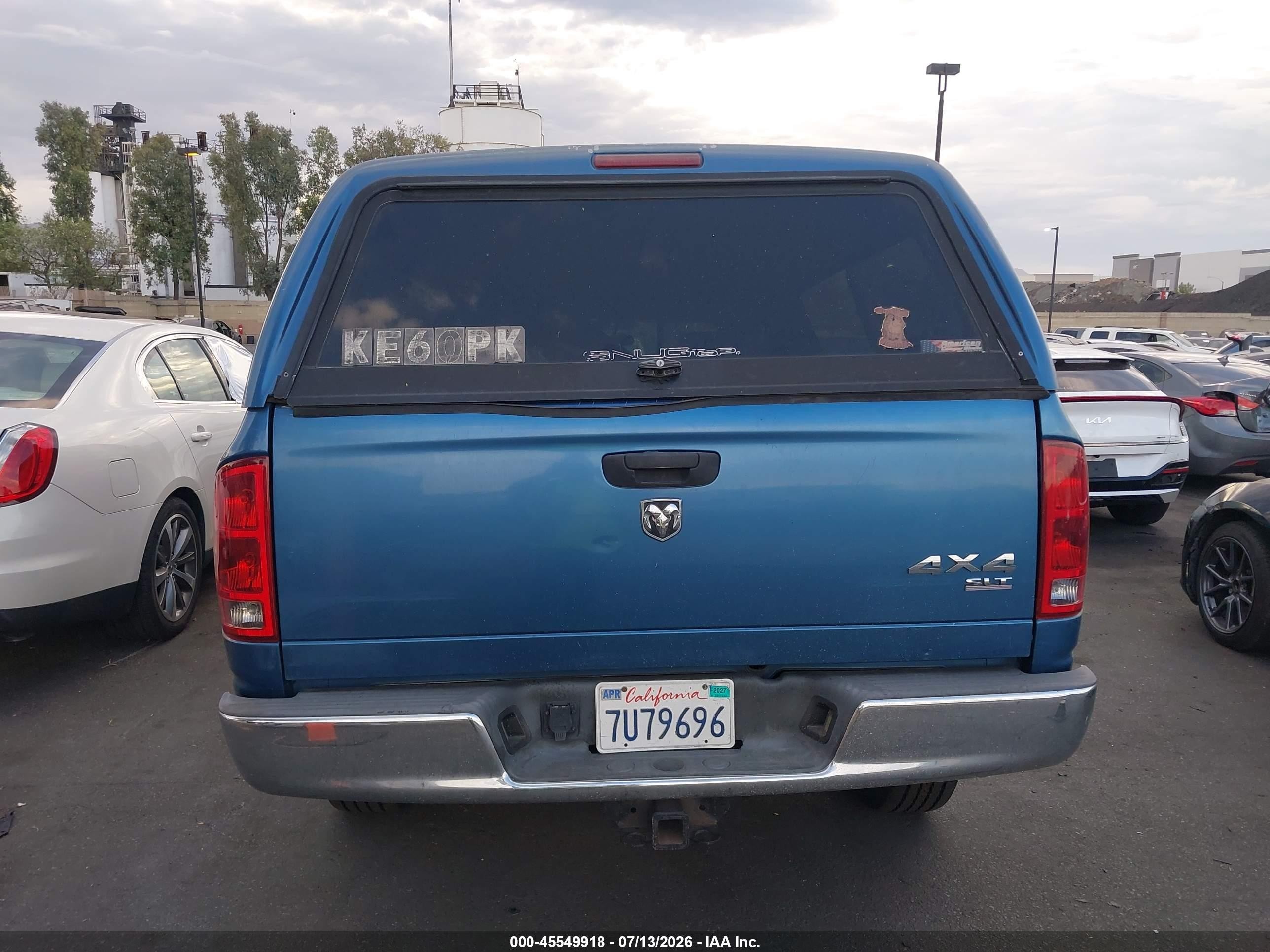 2005 Dodge Ram 1500 Slt/laramie Blue vin: 1D3HU18D45J614952