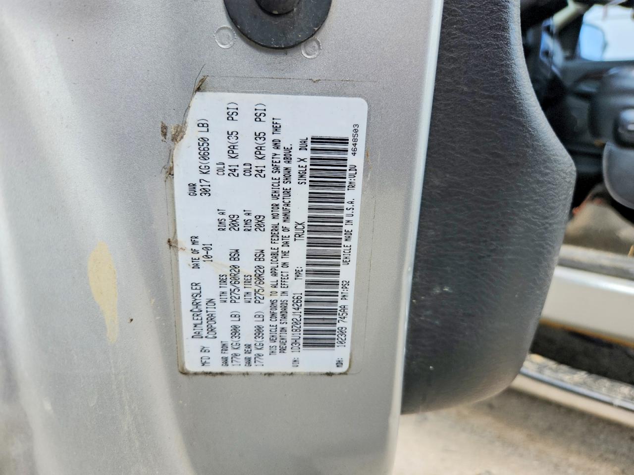 2002 Dodge Ram 1500 Серебряный vin: 1D3HU18Z02J142661