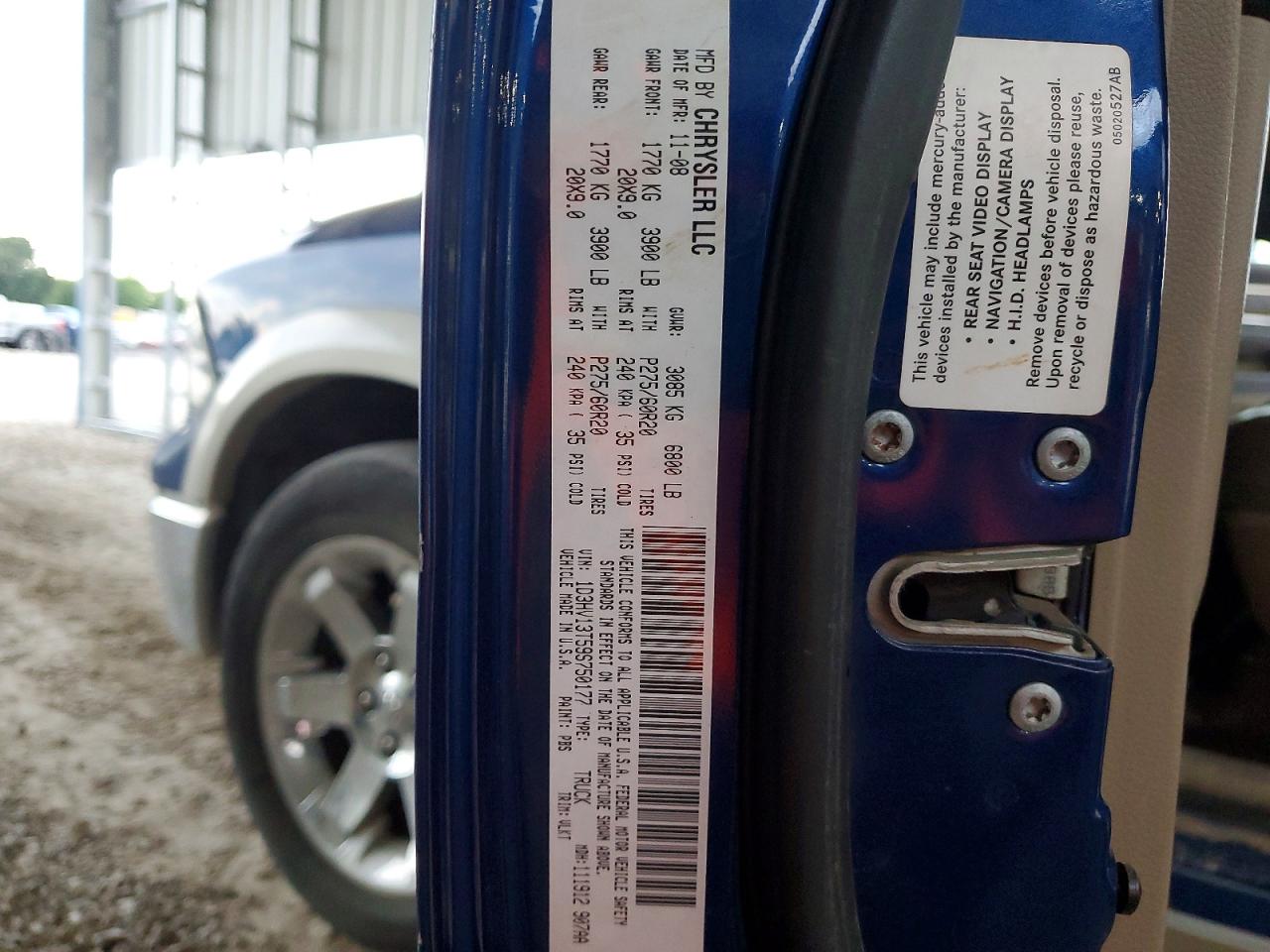 2009 Dodge Ram 1500 Blue vin: 1D3HV13T59S750177