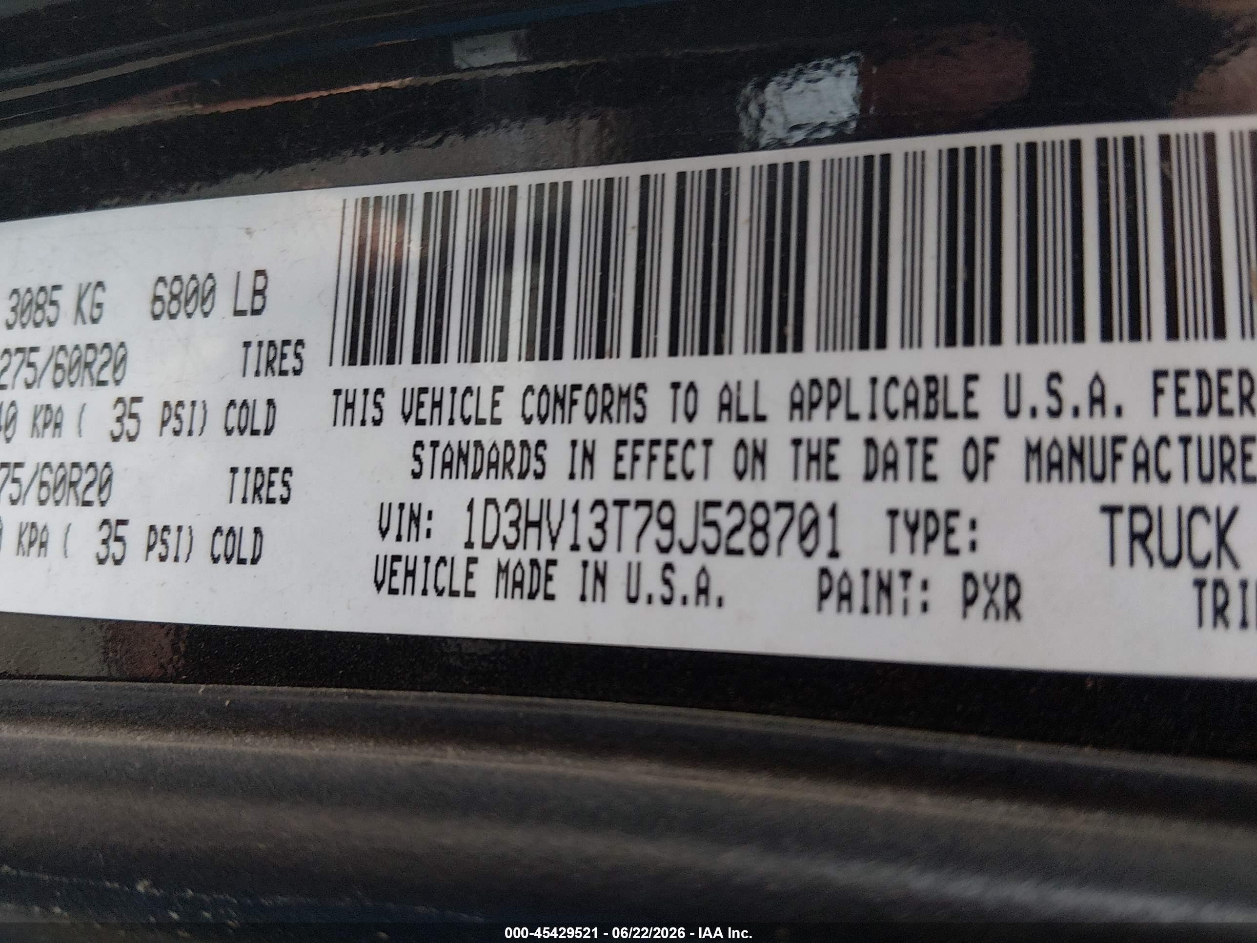 2009 Dodge Ram 1500 Laramie Black vin: 1D3HV13T79J528701
