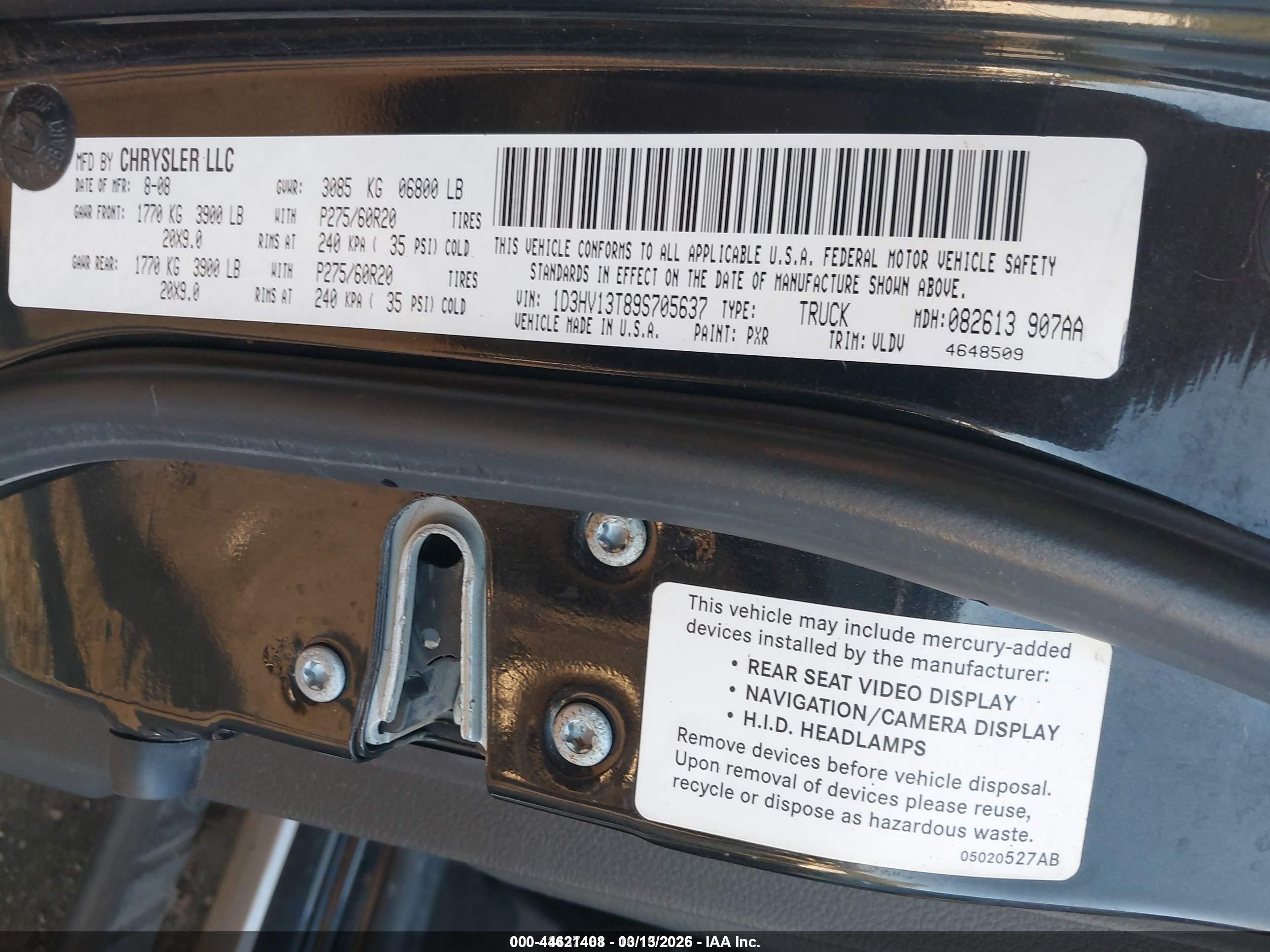 2009 Dodge Ram 1500 Laramie Black vin: 1D3HV13T89S705637