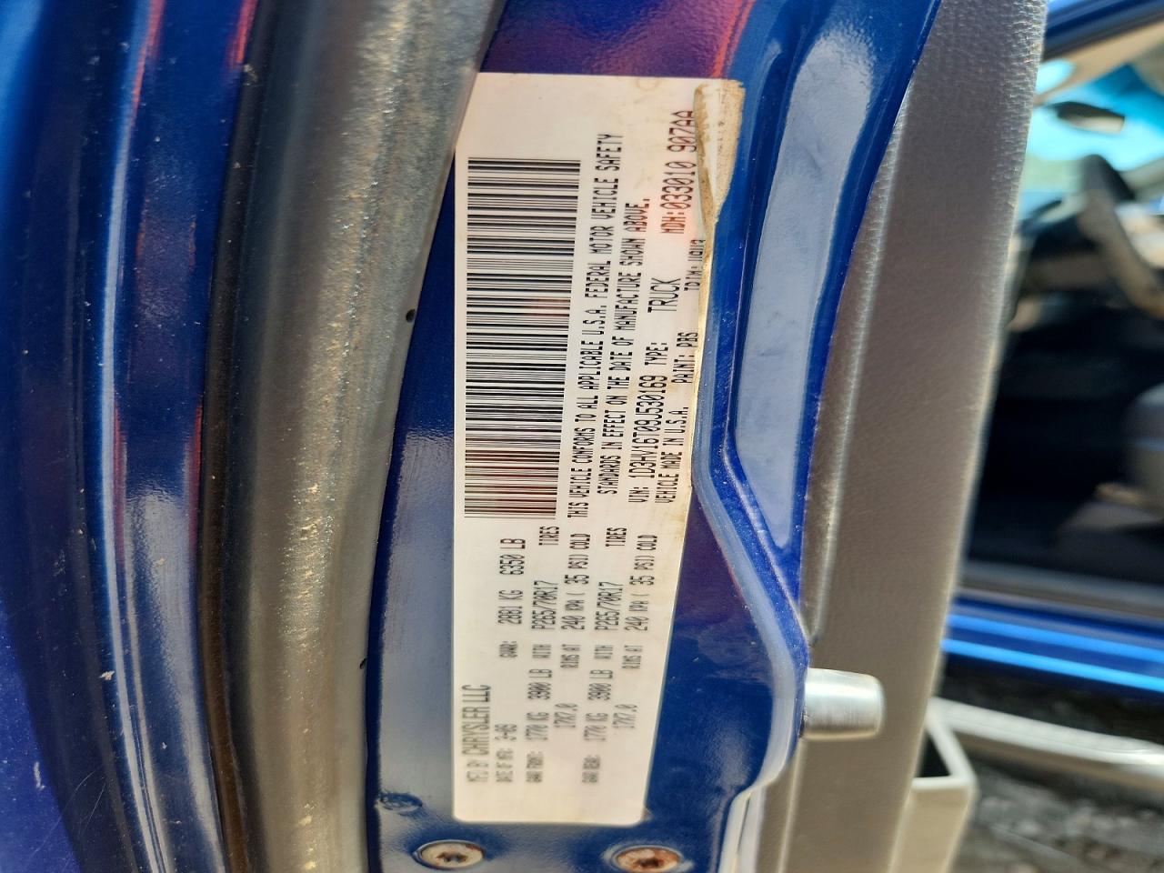 2009 Dodge Ram 1500 Blue vin: 1D3HV16T09J530169