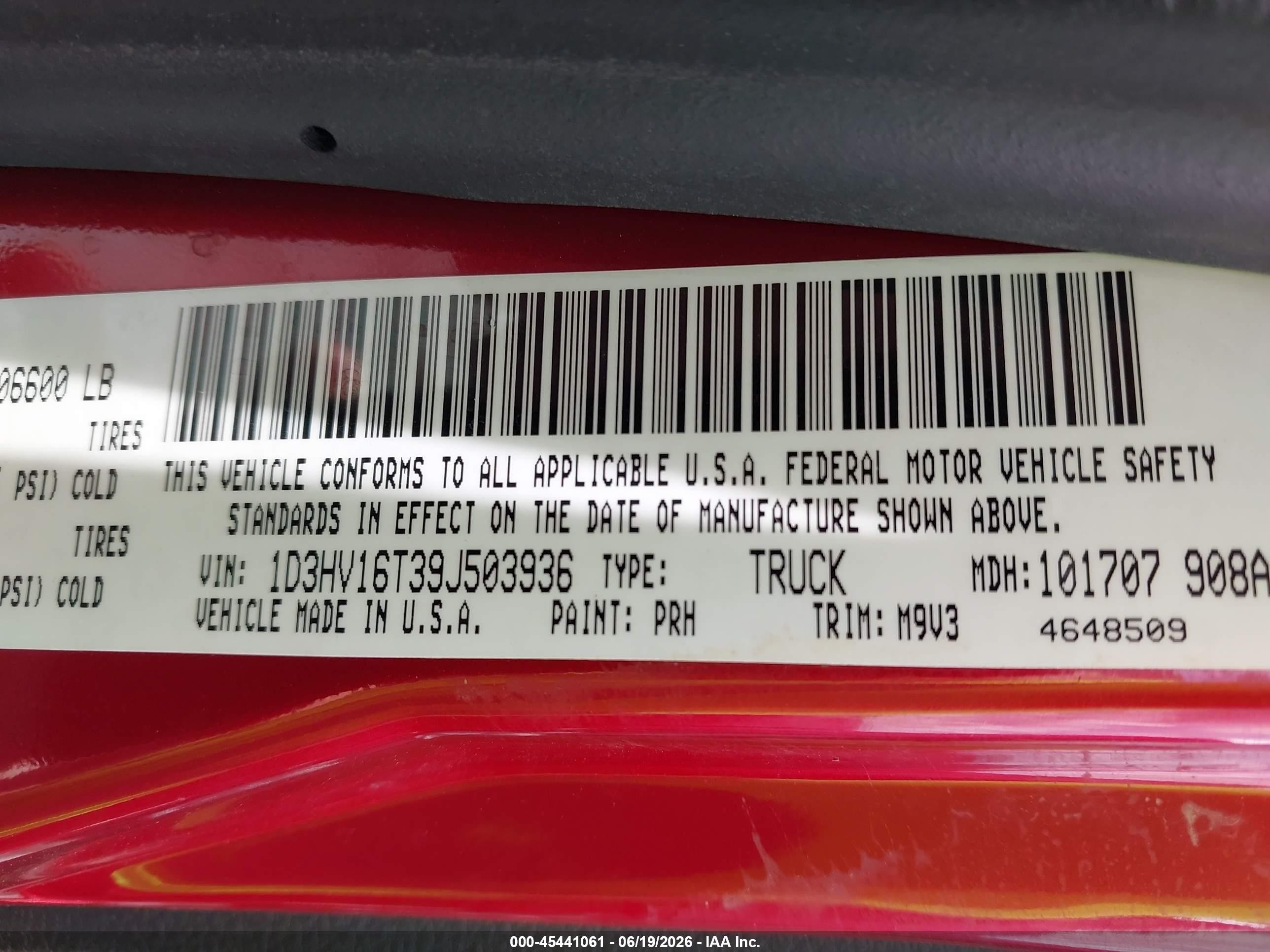 2009 Dodge Ram 1500 Slt/trx Red vin: 1D3HV16T39J503936