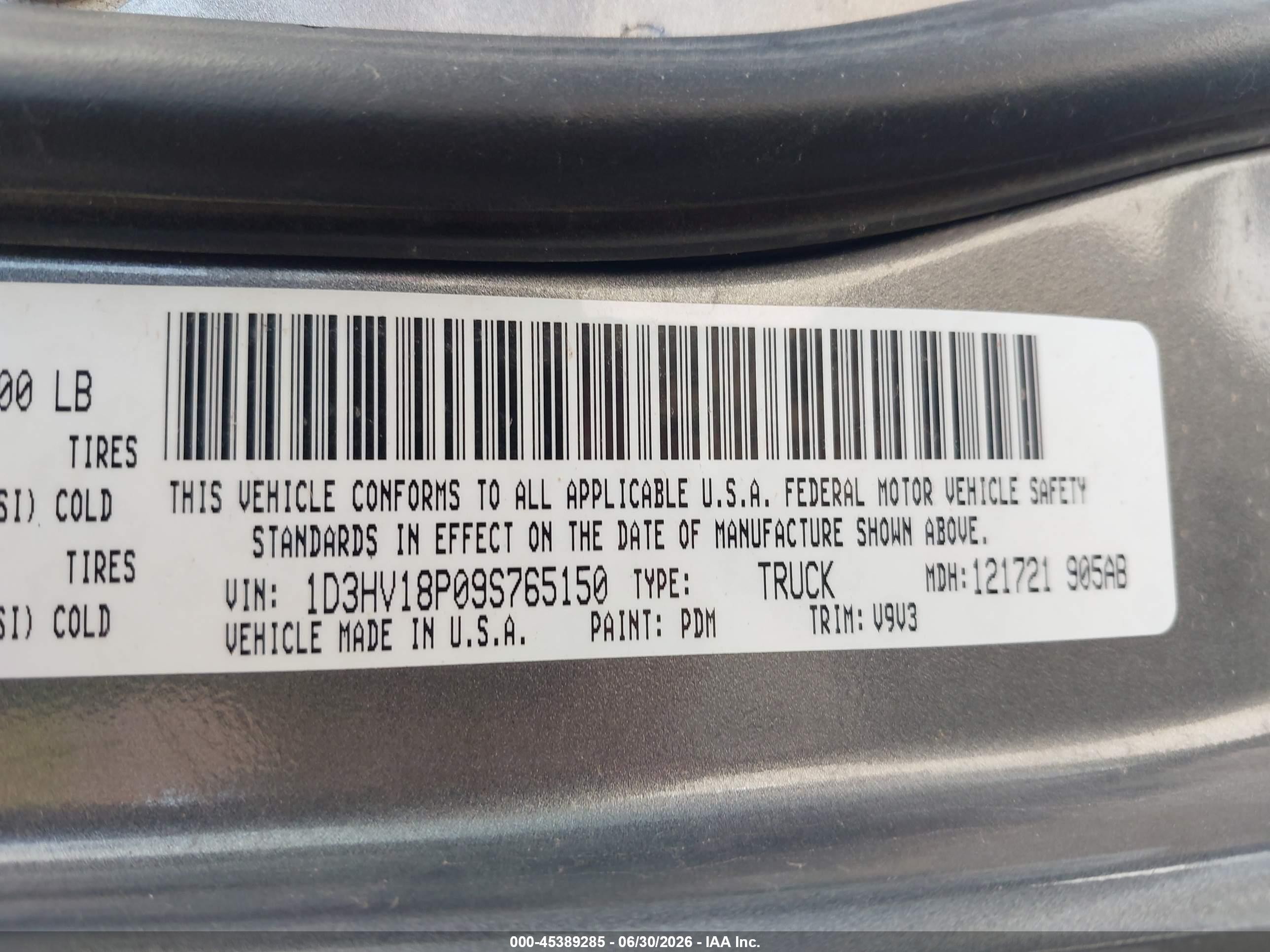 2009 Dodge Ram 1500 St Gray vin: 1D3HV18P09S765150