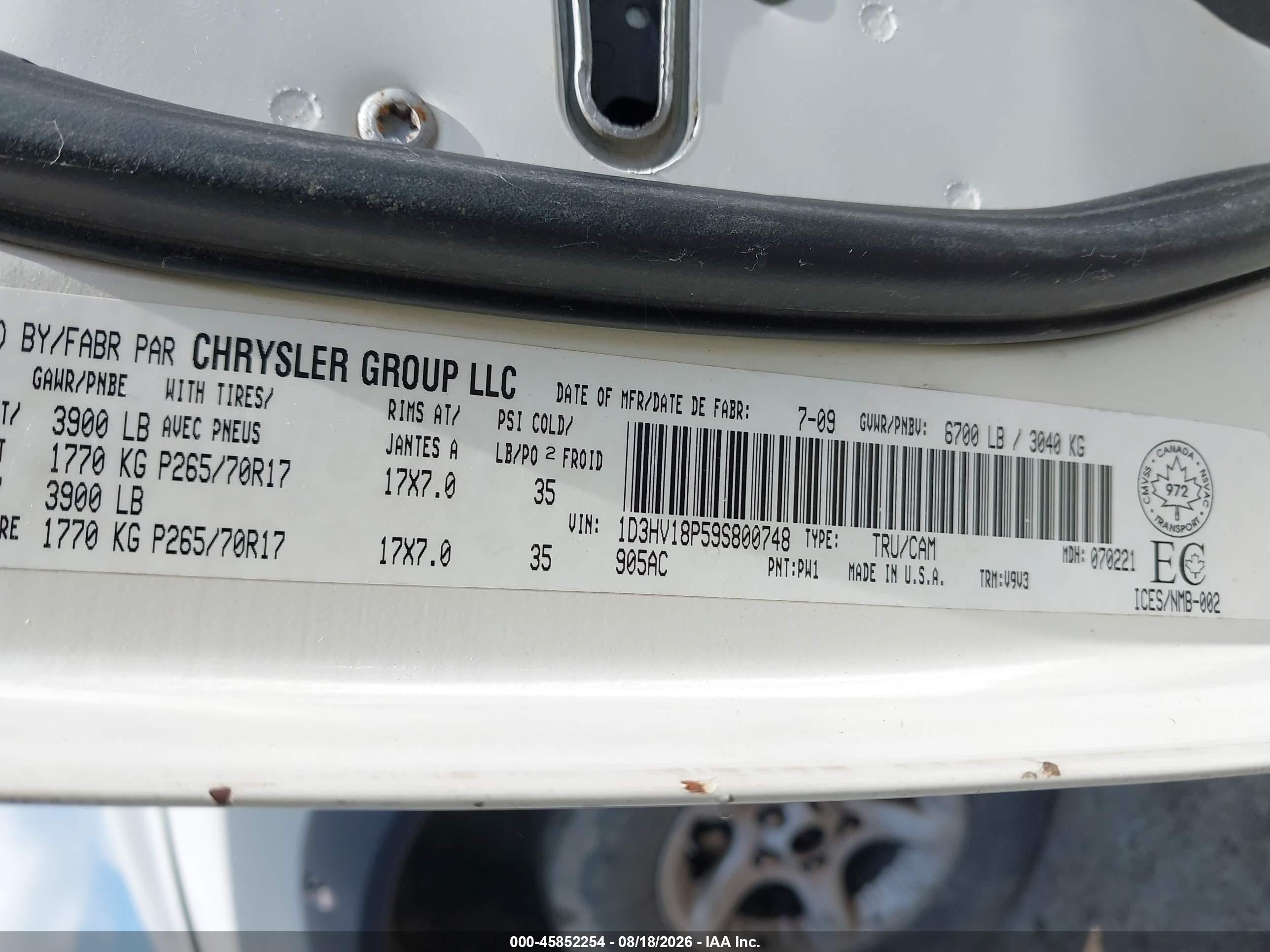 2009 Dodge Ram 1500 Slt/sport White vin: 1D3HV18P59S800748