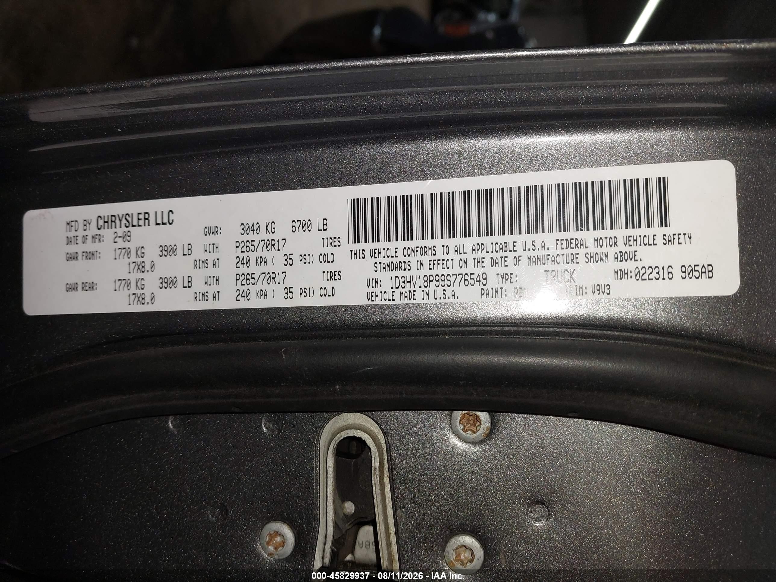 2009 Dodge Ram 1500 St Gray vin: 1D3HV18P99S776549