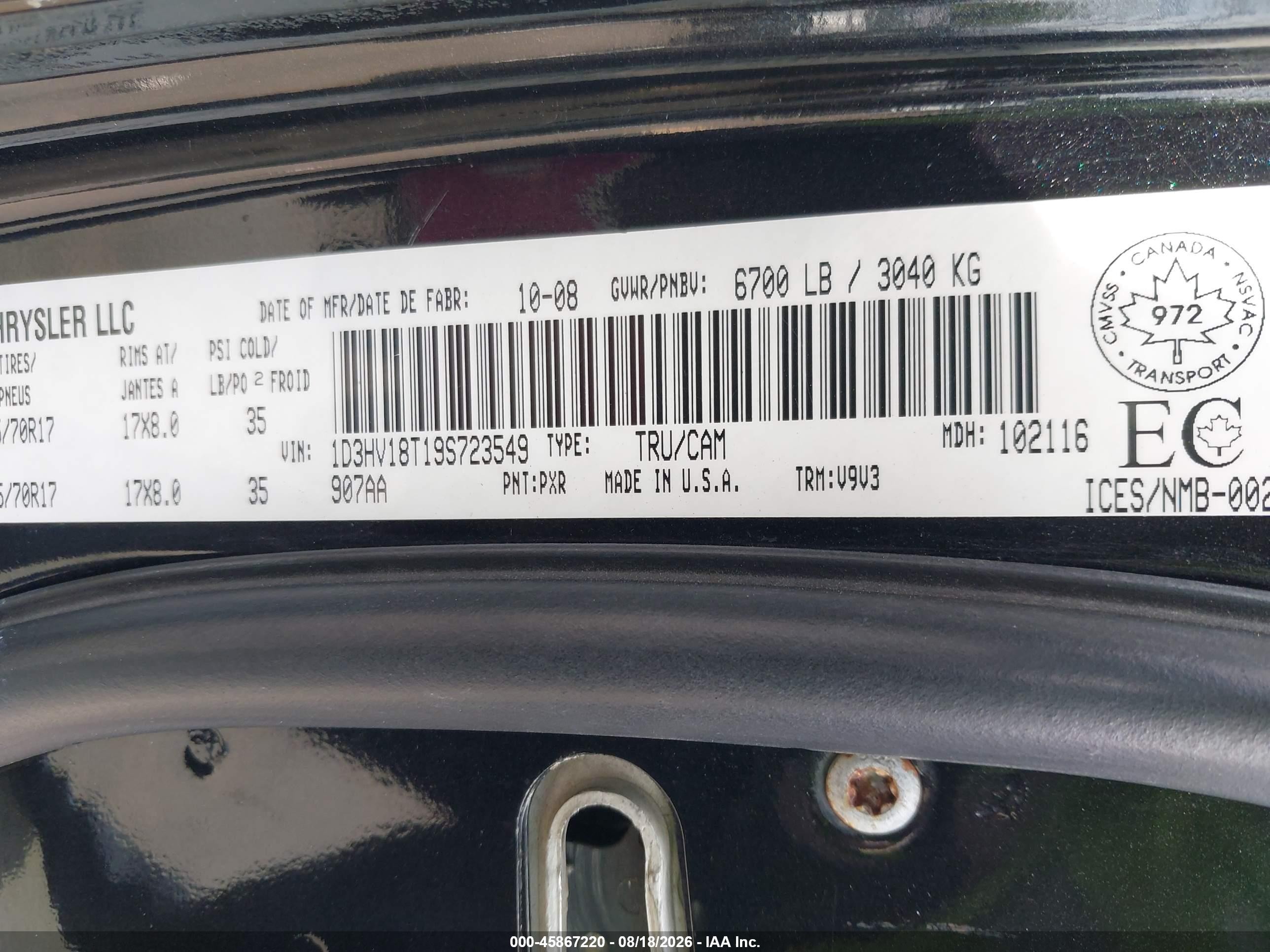 2009 Dodge Ram 1500 St Черный vin: 1D3HV18T19S723549