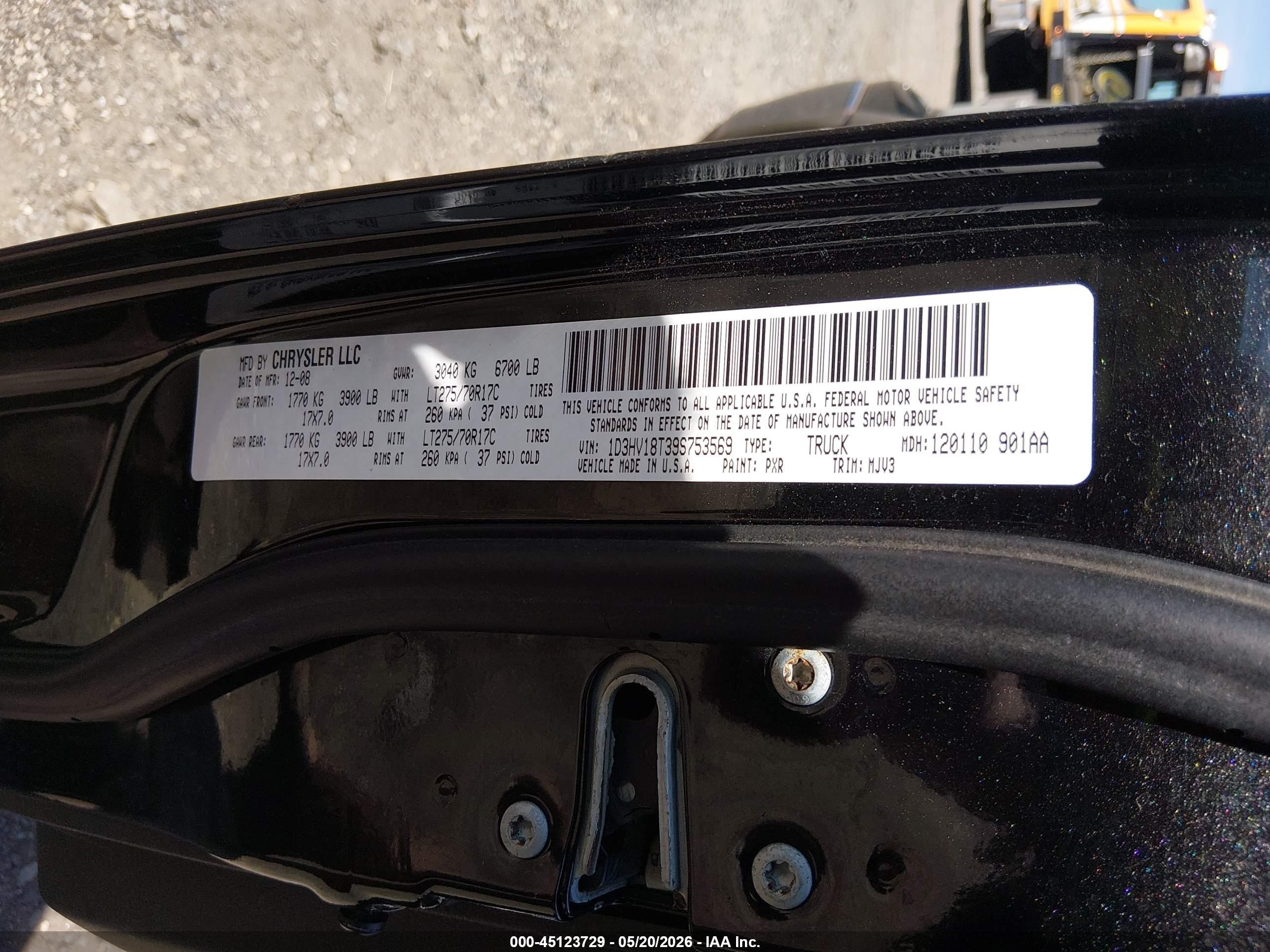 2009 Dodge Ram 1500 Slt/sport/trx Черный vin: 1D3HV18T39S753569