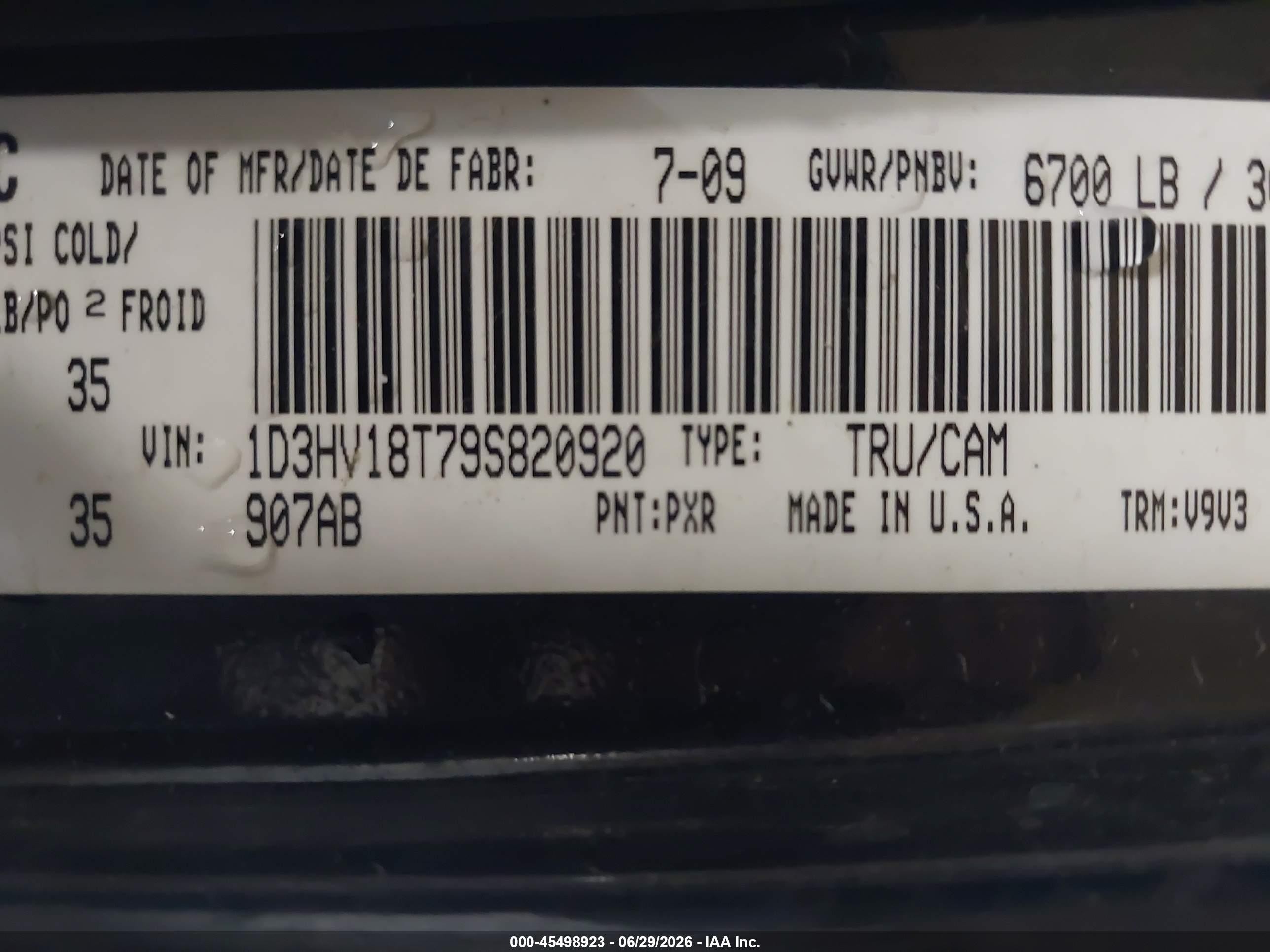 2009 Dodge Ram 1500 Slt/sport Black vin: 1D3HV18T79S820920