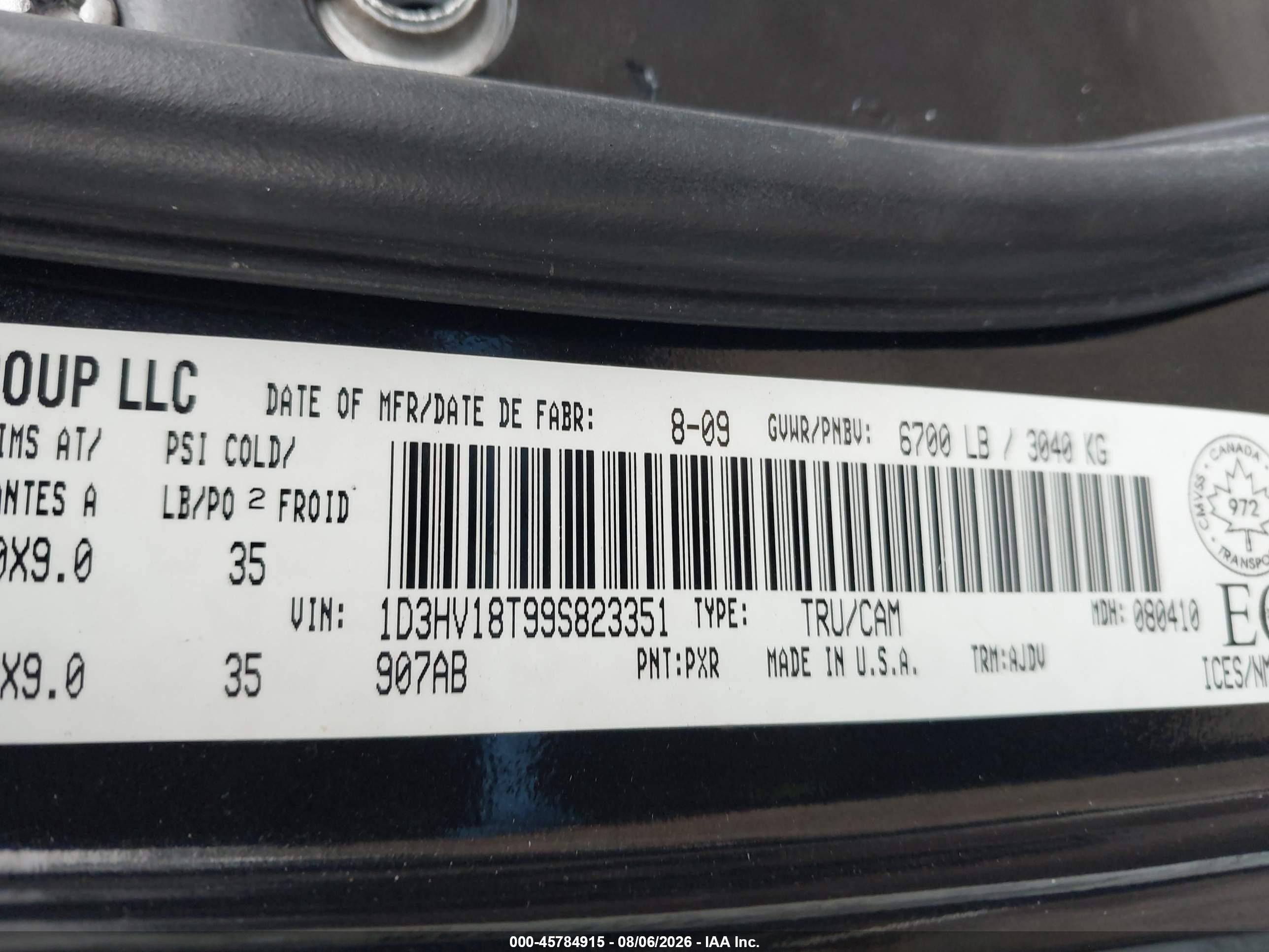 2009 Dodge Ram 1500 Slt/sport Черный vin: 1D3HV18T99S823351