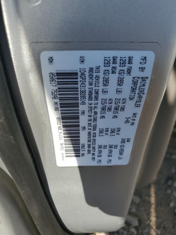2003 Dodge Grand Caravan Se Gray vin: 1D4GP24313B285149