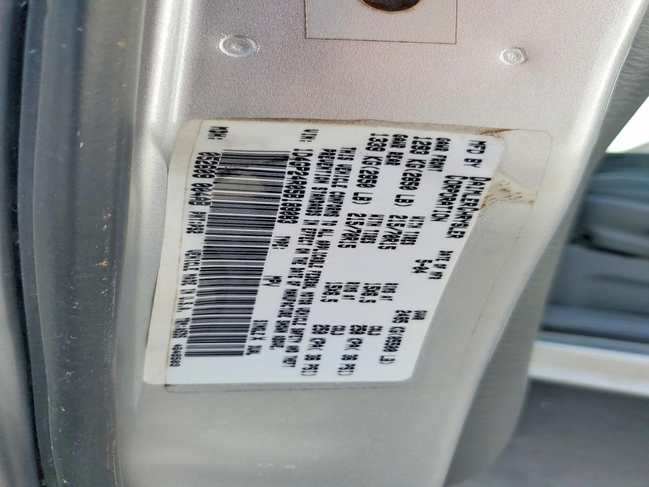 2005 Dodge Grand Caravan Se Silver vin: 1D4GP24R05B189083